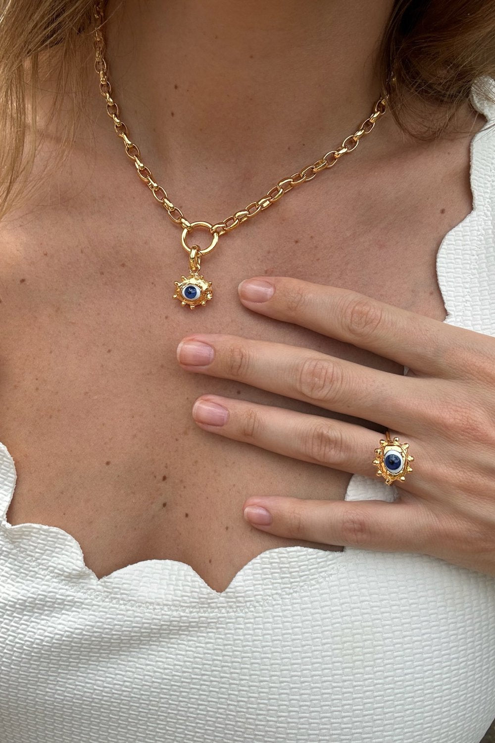 Gold Protective Evil Eye Charm Jewelry for Women - Elegant Necklace for Good Luck & Positive Energy - Perfect for Gifting & Everyday Wear
