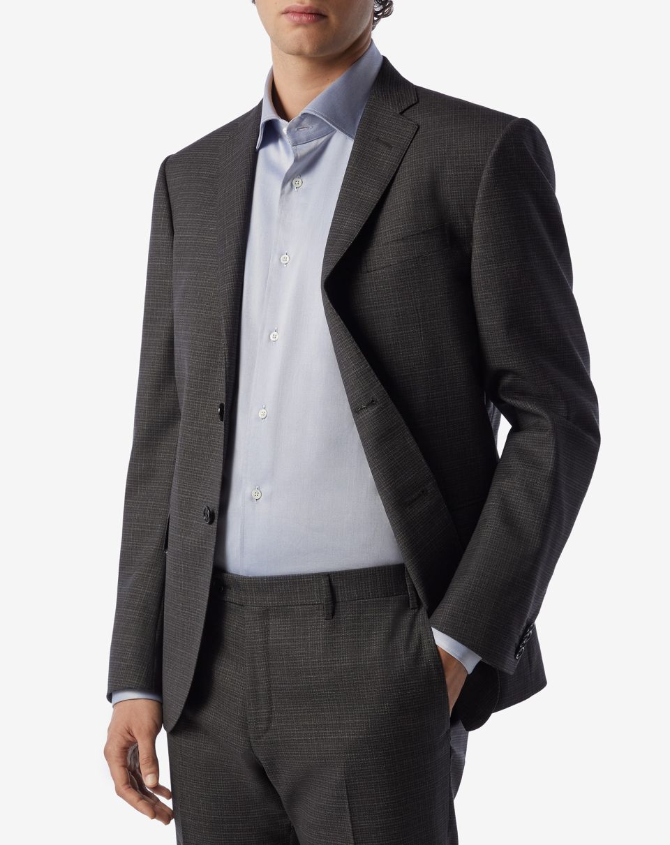 Premium CORNELIANI Check Leader Wool Suit for Men - Charcoal Gray Business Attire | Perfect for Office Meetings, Weddings & Formal Events