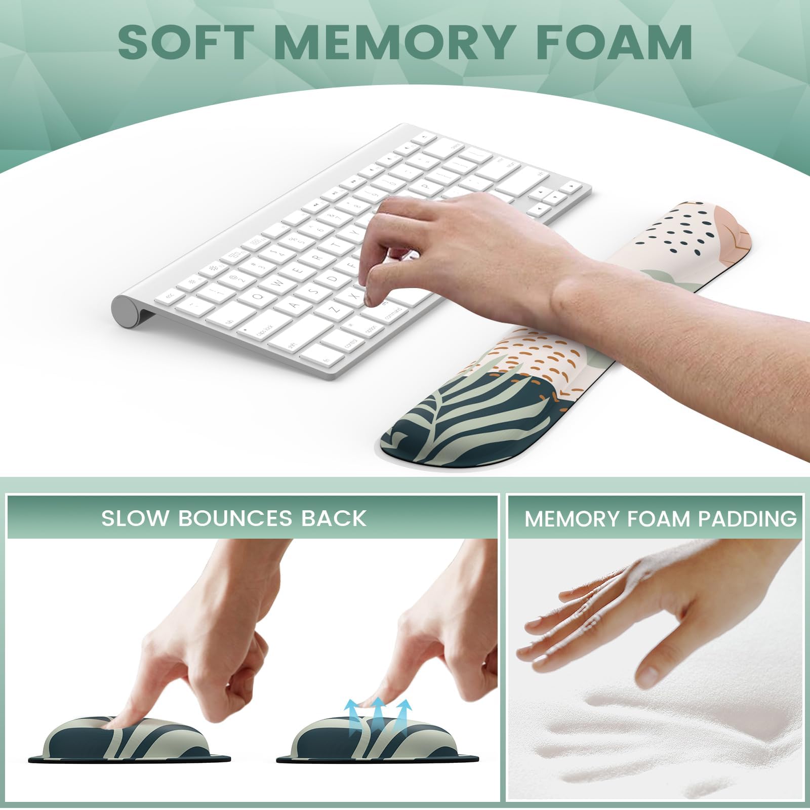 Ergonomic Mouse Pad with Wrist Support & Non-Slip Base - Comfortable Keyboard Wrist Rest Set for Computer, Laptop, Home & Office Use - Pain Relief Mouse Mat with Tropical Plants Design - Perfect for Long Work Hours, Gaming & Typing Comfort
