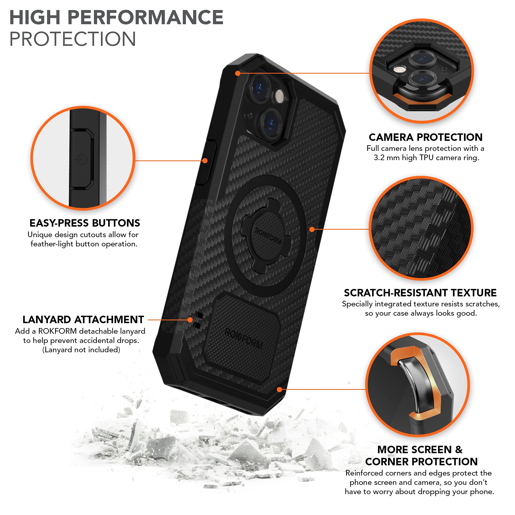 Rokform Rugged Case for iPhone 13 Pro Max with Super Grip Dual Magnet Car Mount - Heavy Duty Protective Phone Cover for Truck, Van & SUV - Perfect for Off-Roading, Construction & Outdoor Adventures