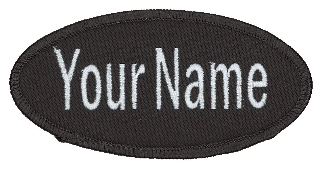 Custom Embroidered Oval Name Patch for Uniform Work Shirts - Charcoal with Charcoal Border (Arial Font) | Hook Fastener | Perfect for Nurses, Chefs & Security Professionals