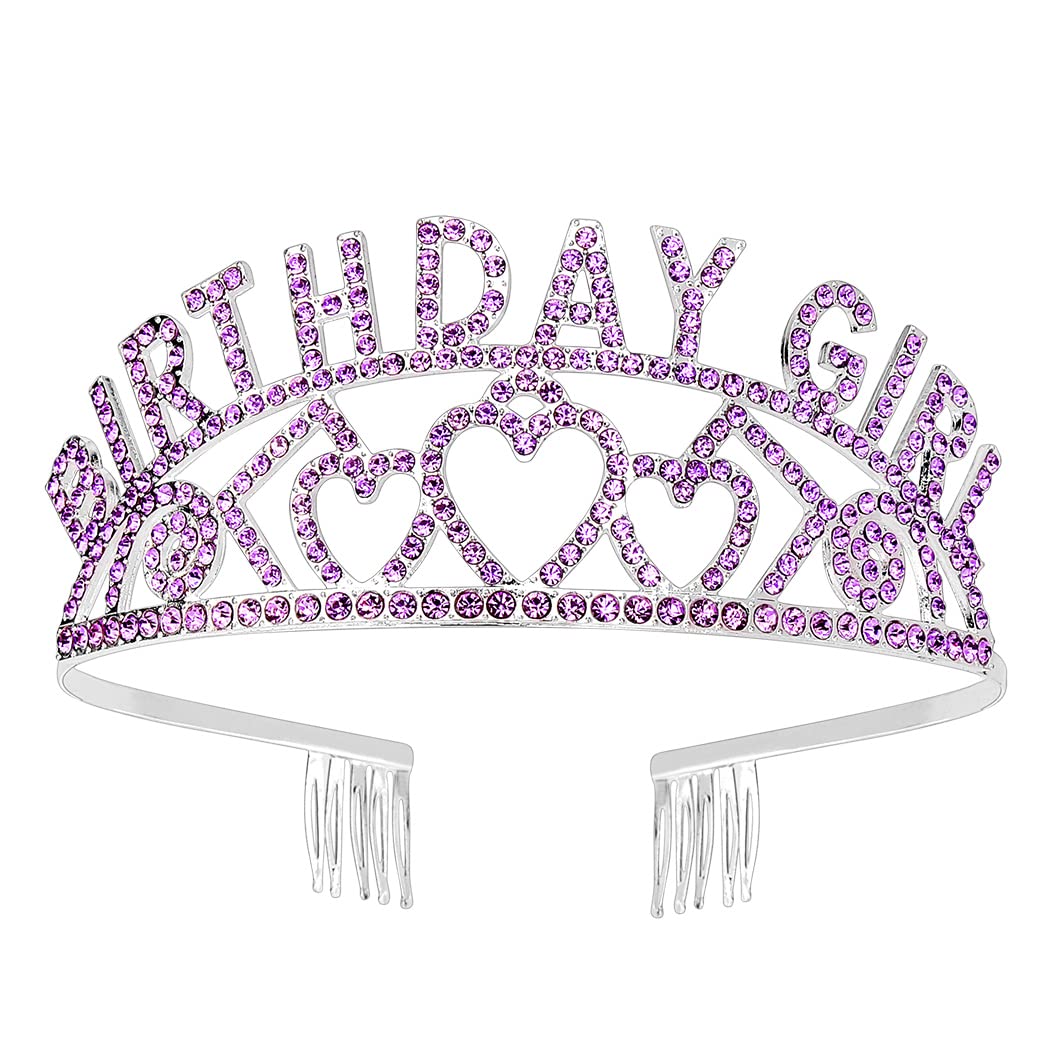Elegant Purple & Silver Rhinestone Crystal Tiara Crown for Women & Girls - Perfect for Birthday Parties, Prom, Pageants & Special Occasions