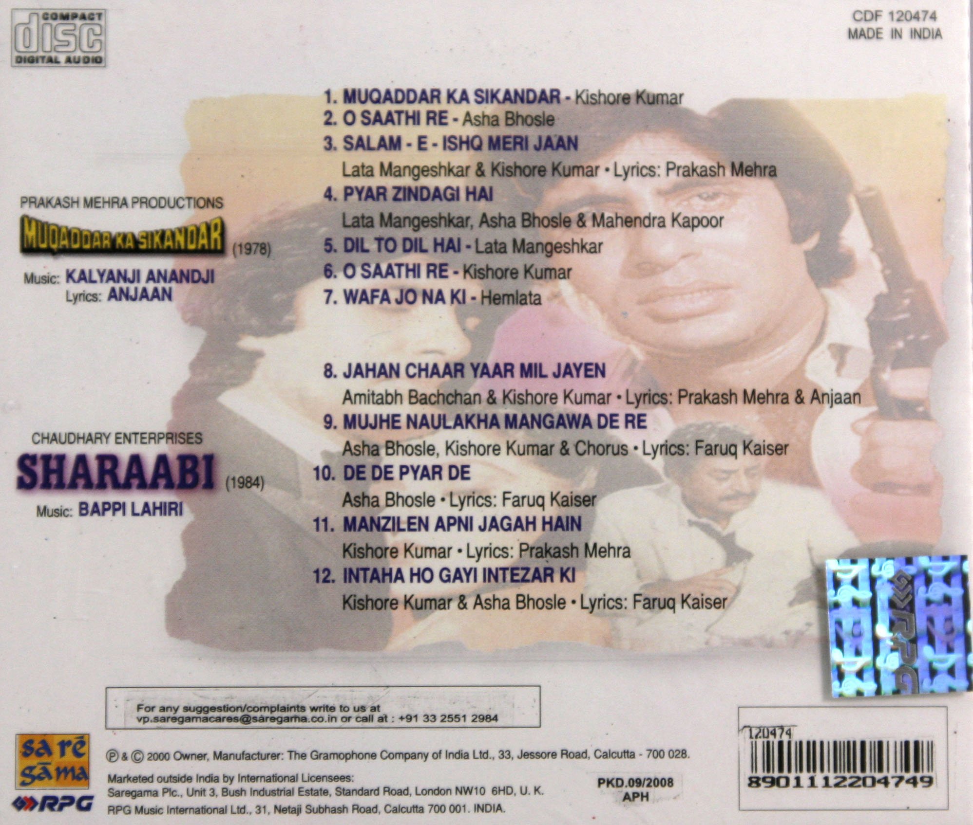 Muqaddar Ka Sikandar & Sharaabi - 2 Classic Bollywood Hindi Movie DVDs with Original Soundtrack | Perfect for Bollywood Fans, Movie Collectors and Cultural Enthusiasts
