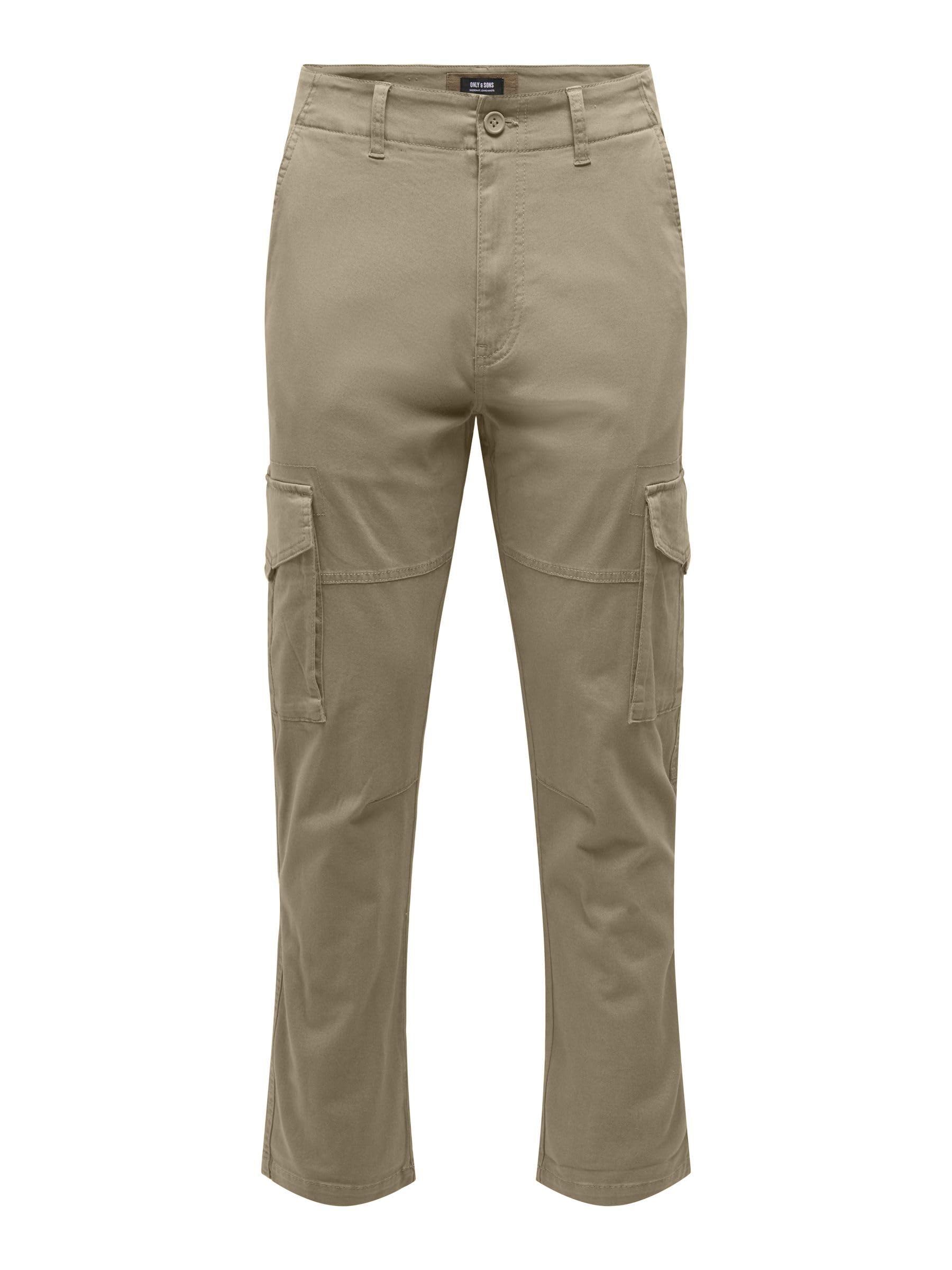 ONLY & SONS Onsdean Life Tap Cargo Pants 0032 - Men's Casual Cargo Pants with Multiple Pockets | Perfect for Outdoor Activities, Hiking, and Everyday Wear