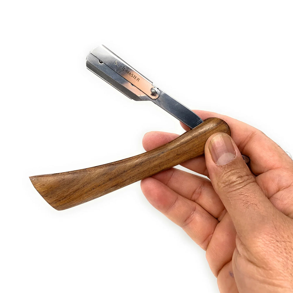 Professional Scalpmaster Wooden Handle Straight Edge Razor - Barber Shaving Tool for Precision Haircuts & Beard Grooming | Perfect for Home Use, Salon Professionals & Gift Giving