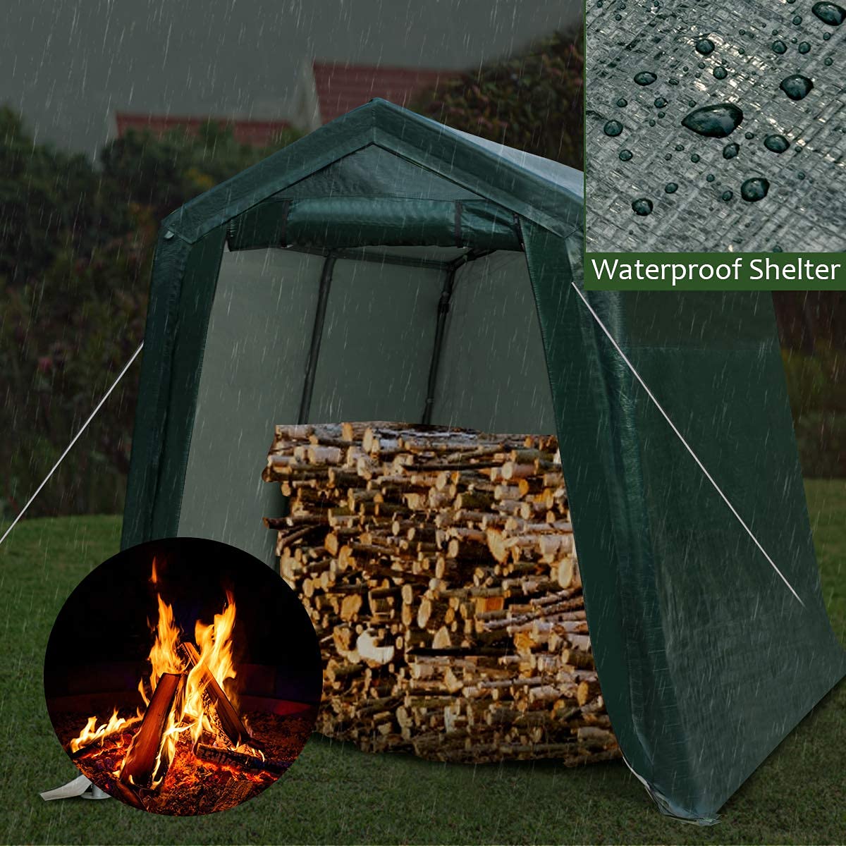 Tangkula 7x12 FT Heavy-Duty Outdoor Storage Shelter - All-Steel Metal Frame with Waterproof Ripstop Cover - Patio Storage Tent, Enclosed Carport Shed & Garage Shelter - Perfect for Backyard, Garden Equipment Storage & Vehicle Protection