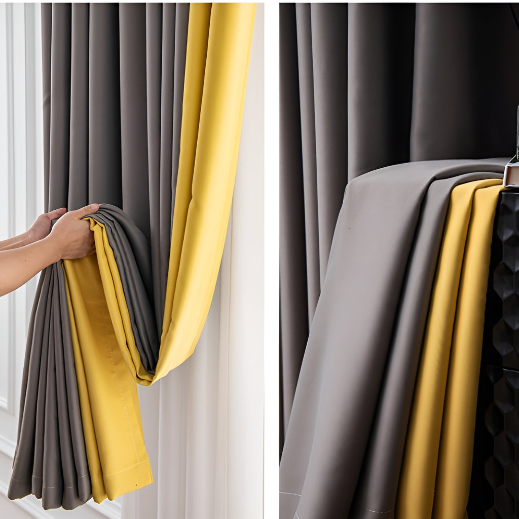 Raya Color Blocking Room Darkening Blackout Custom Curtains - Stylish Window Treatment for Bedroom, Living Room & Nursery - Blocks 99% of Light for Better Sleep