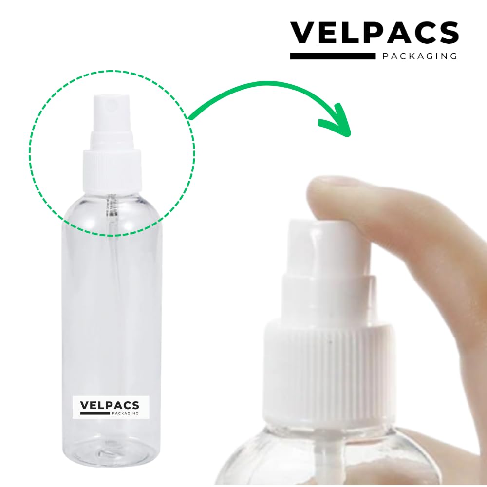 Velpacs 200ml Empty Plastic Spray Bottle - 3 Pack Fine Mist Sprayer for Hair, Rosemary Oil, Perfume & Rosewater | Travel-Friendly Refillable Container for DIY Beauty, Aromatherapy & Home Cleaning Solutions