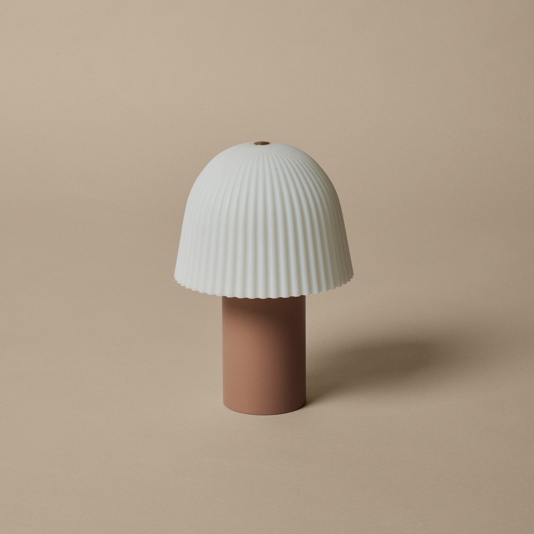 FERM LIVING Frill Portable Lamp - Rose & White Rechargeable LED Table Light for Bedroom, Living Room, and Outdoor Use