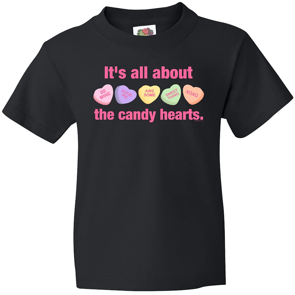 Inktastic Candy Hearts II Youth T-Shirt - Valentine's Day Kids T-Shirt for Boys & Girls - Cute Heart Print Cotton Tee for School, Parties & Family Events