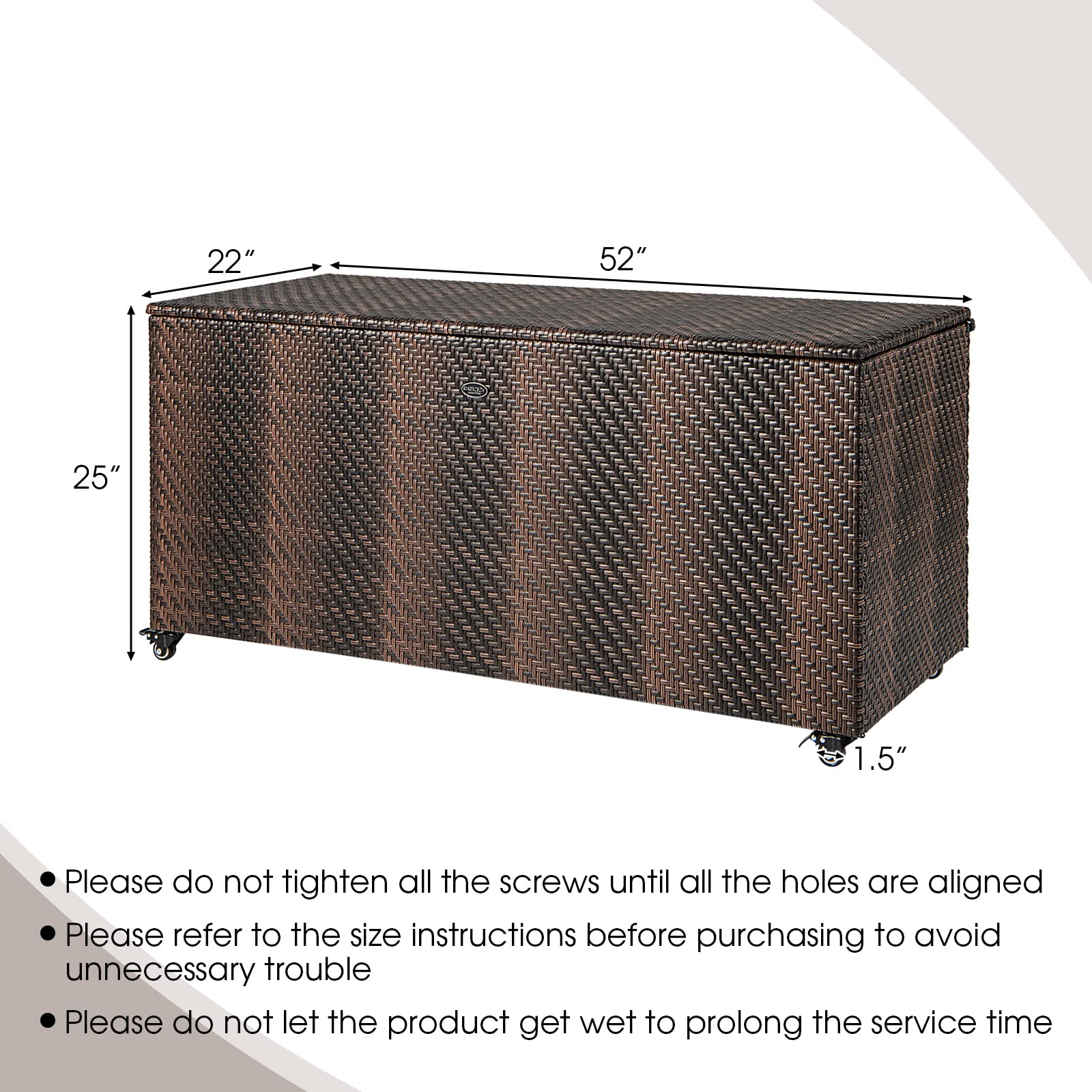 **96 Gallon Outdoor Rattan Deck Box with Wheels - PE Wicker Patio Storage Box with Liner, 2-in-1 Multifunctional Storage for Patio Furniture Cushions, Garden Tools & Pool Accessories - Perfect for Backyard, Deck, and Poolside Organization**