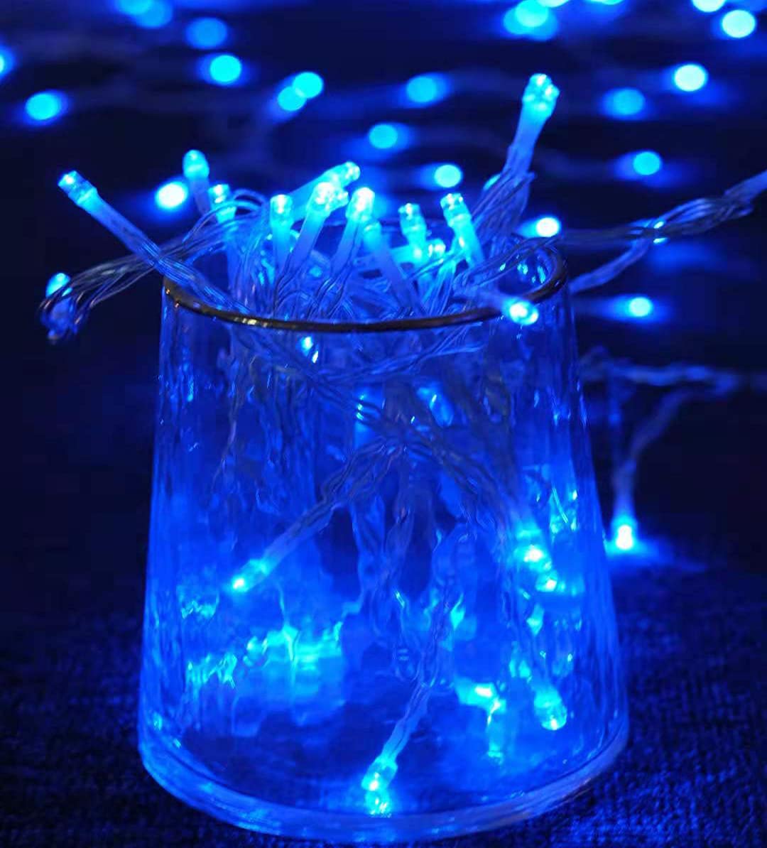 100 LED Fairy Battery Operated Christmas Lights - 33ft Blue Twinkle String Lights for Indoor & Outdoor Decor | Perfect for Christmas Tree, Window, Garden, Wedding & Party Decorations