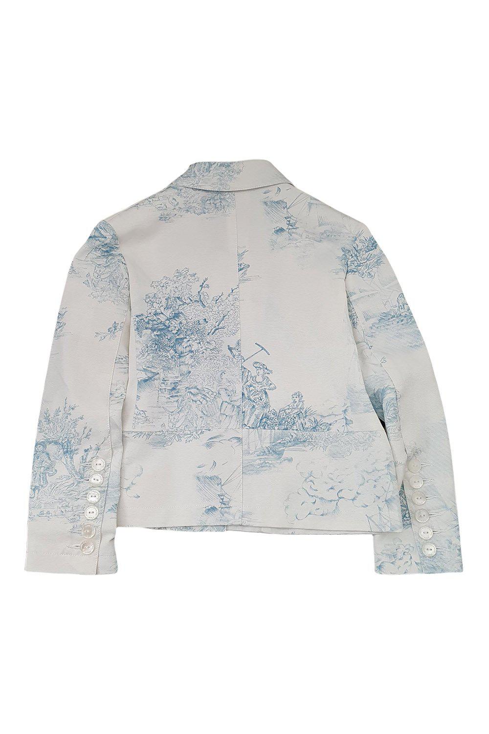 JOHN GALLIANO Kids Cotton Blend White Toile De Jouy Print Blazer Jacket for Boys Size 6 - Formal Wear for School, Parties & Special Occasions