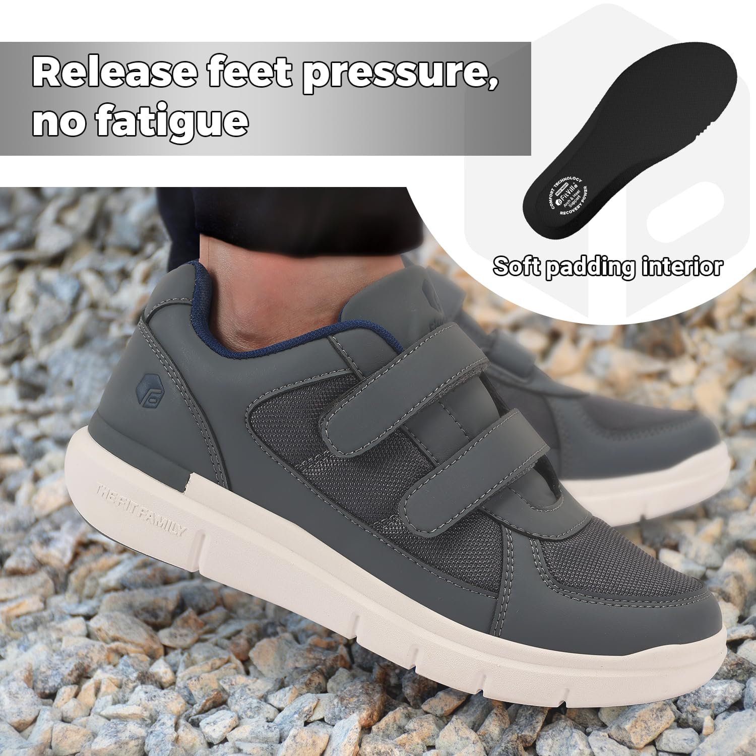 FitVille Diabetic Shoes for Men - Extra Wide Width Orthopedic Walking Shoes for Neuropathy & Swollen Feet - Pain Relief Comfort Shoes with Adjustable Closure - Ideal for Daily Wear, Walking & Standing Long Hours