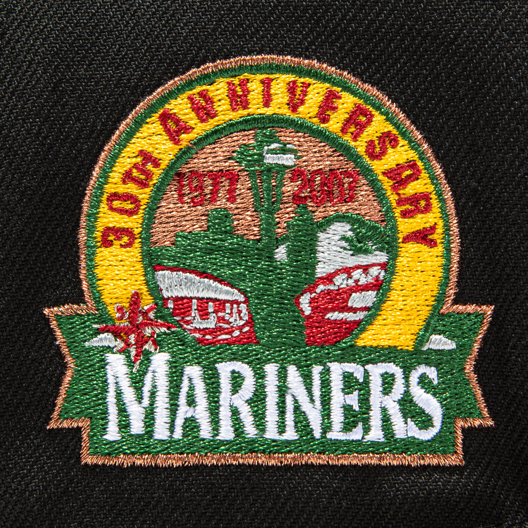New Era 59Fifty Seattle Mariners 30th Anniversary Patch Snapback Hat - Black, Green & Cardinal - Official MLB Baseball Cap for Fans & Collectors (Perfect for Games, Gifts & Everyday Wear)