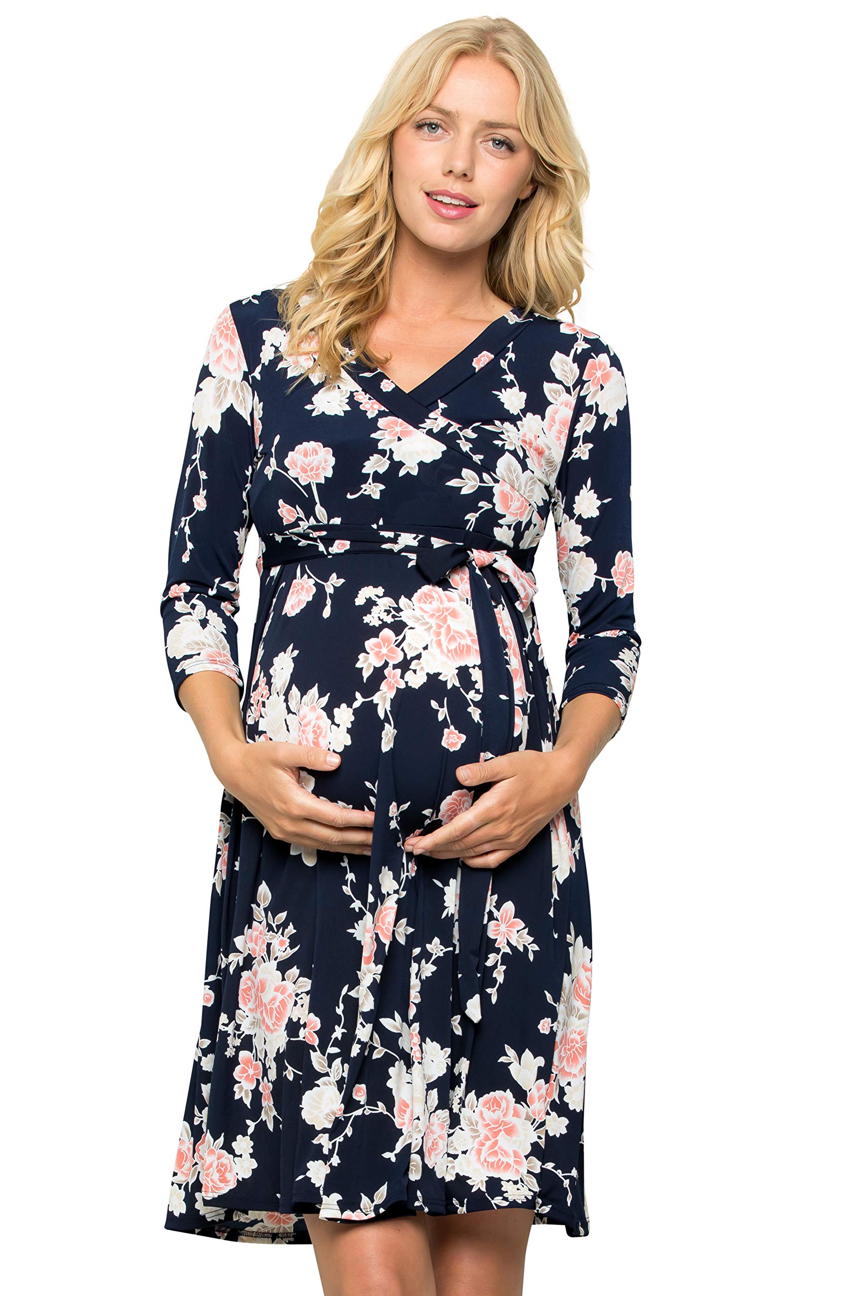 My Bump Floral Maternity Dress for Women - Made in USA - Perfect for Baby Showers, Pregnancy Photos & Everyday Comfort