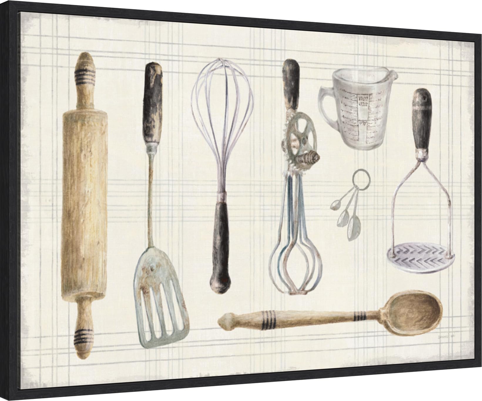 Amanti Art Framed Canvas Wall Art 23x33 - Danhui Nai's Floursack Kitchen IX Dark - Modern Framed Kitchen Decor - Large Canvas Painting for Dining Room, Living Room, Bedroom - Perfect for Farmhouse & Contemporary Home Decor