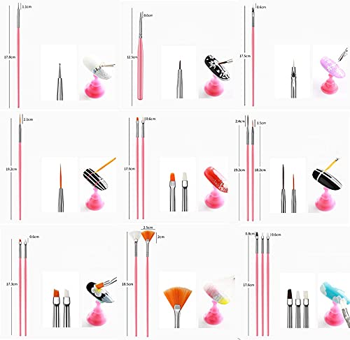 Belicia 20-Piece Nail Art Pen Set - 5 Dual-End Dotting Tools + 15 Professional Nail Painting Brushes for UV Gel, DIY Nail Art Design, Manicure & Polish Application - Perfect for Salon Professionals & Home Nail Enthusiasts