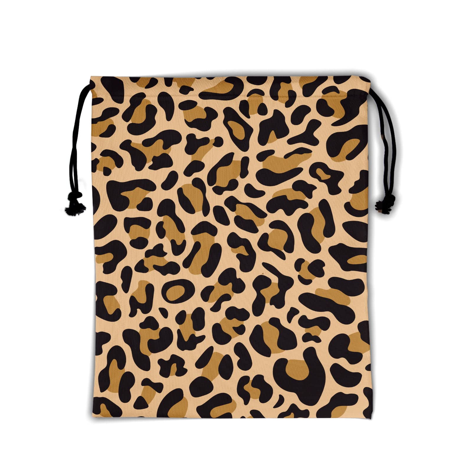 Brown Leopard Print Gymnastics Grip Bag - Adjustable Drawstring Storage Pouch for Sports Gear, Shoes & Towels - Wildlife Cheetah Pattern Polyester Bag for Gym, Travel & Dance Practice
