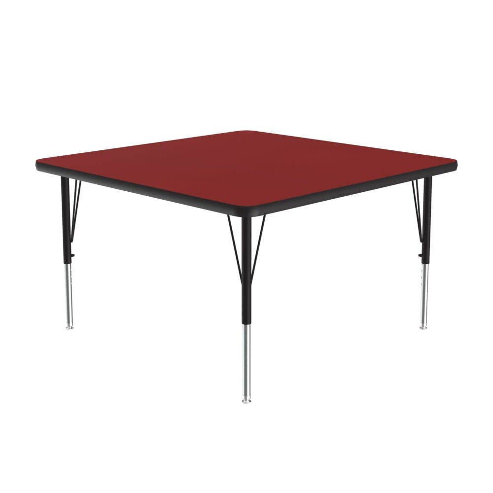 Adjustable Height 36x36 Inch Square Classroom Activity Table - Durable Red High-Pressure Laminate - Made in USA - Perfect for Schools, Daycares & Learning Centers