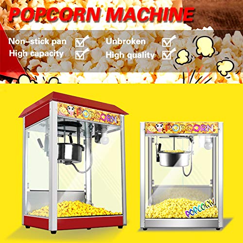 Kolice 8-Ounce Commercial Popcorn Machine - Electric Popcorn Popper Maker with Roof - Perfect for Movie Nights, Parties, and Concession Stands