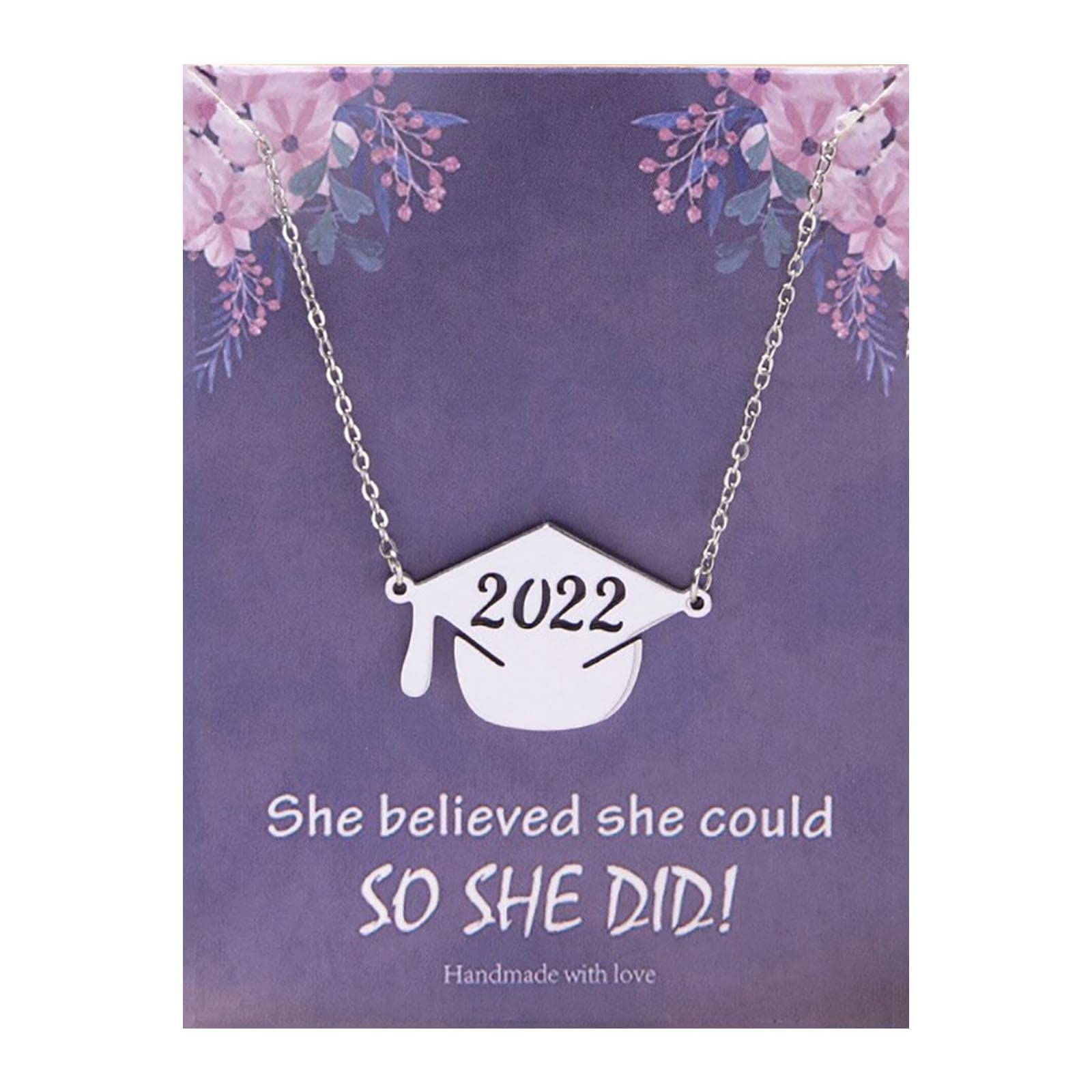 2022 Graduation Pendant Necklace for Women & Men - Memorial Jewelry Gift with Card - Perfect for College Graduation, Friendship Gifts & Special Occasions