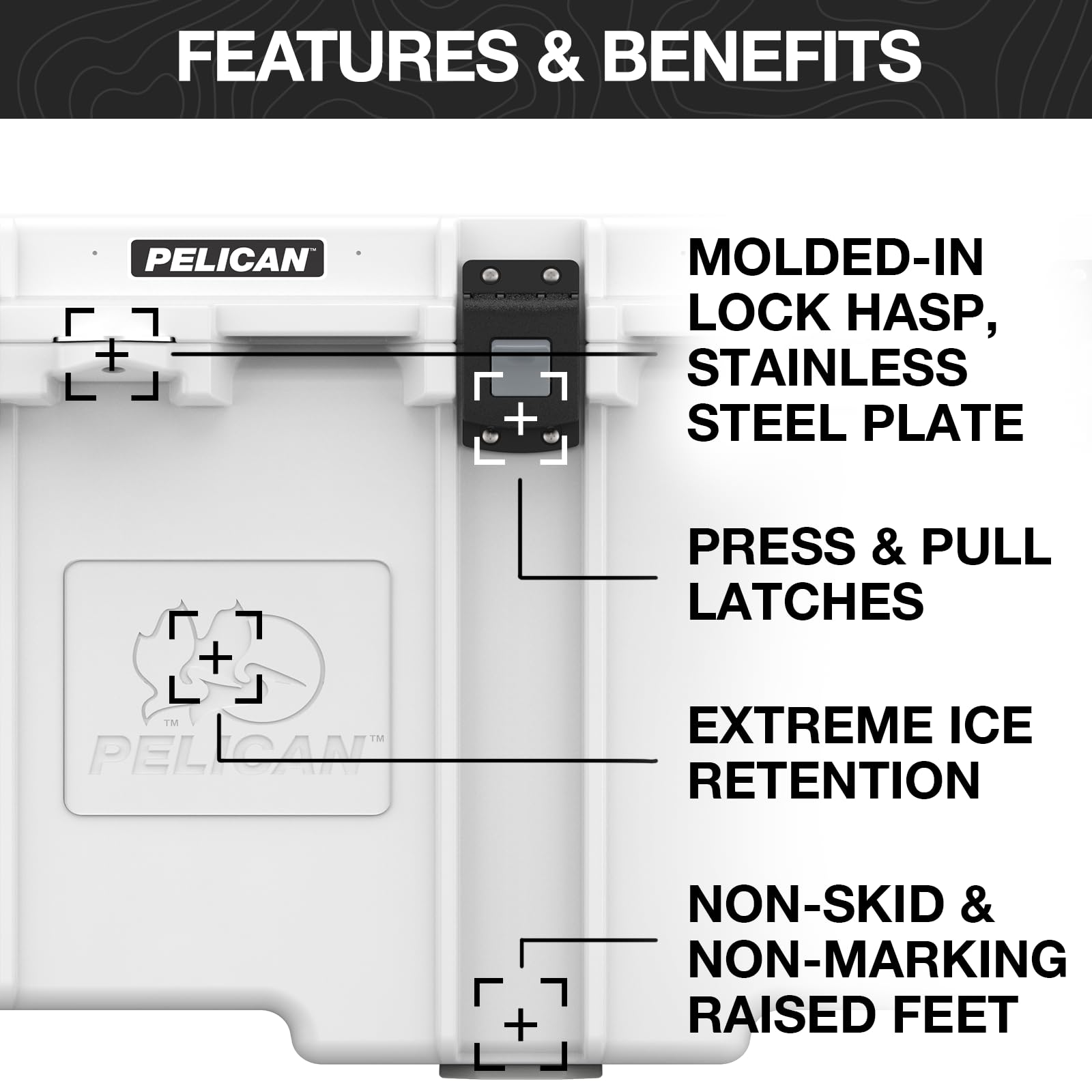 Pelican 30 Quart Elite Cooler - Heavy Duty Rotomolded Ice Chest for Camping, Fishing, Hunting & Outdoor Adventures - Keeps Ice for Days, Perfect for Picnics, Tailgating & Beach Trips