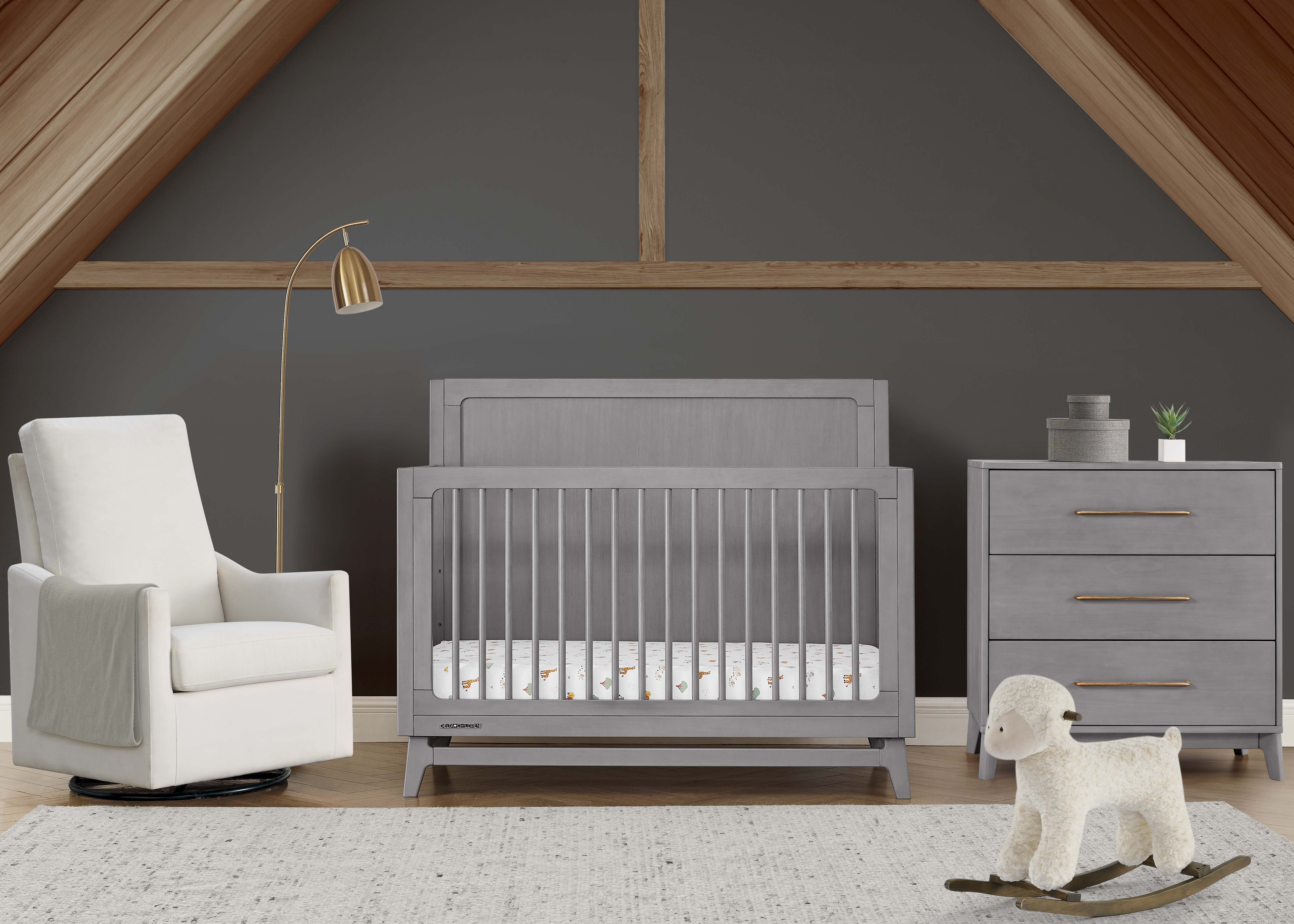 Convertible 6-in-1 Baby Crib by Spencer - Nursery Furniture That Grows with Your Child from Newborn to Toddler Bed