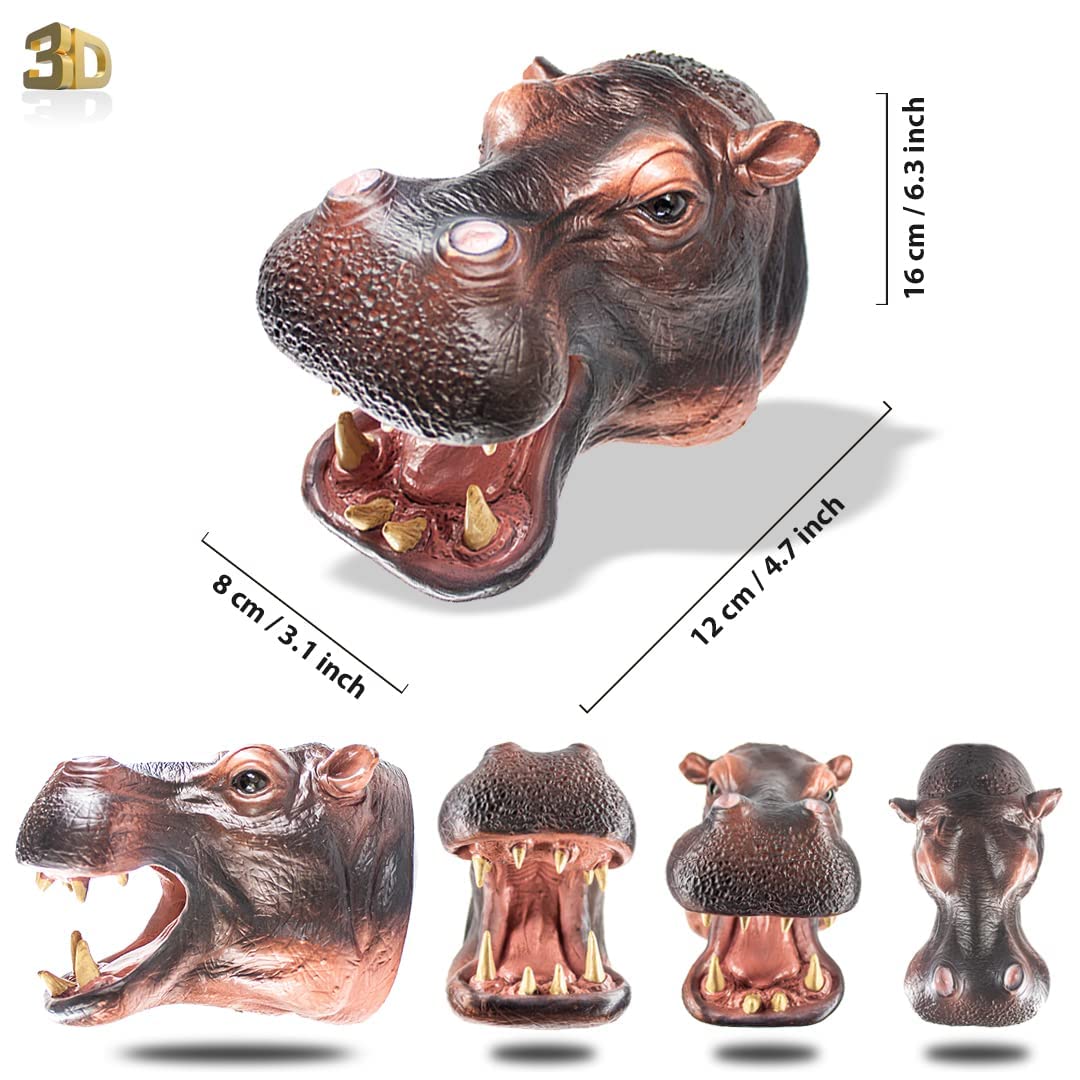 **Realistic Animal Hand Puppets Set - Soft Rubber Rhino, Hippo & Crocodile Puppet Toys for Kids, Boys, Girls & Adults | Imaginative Play, Storytelling & Party Favors (3-Pack)**    *(Perfect for Classroom Activities, Birthday Parties, Gift Giving & Interactive Playtime)*
