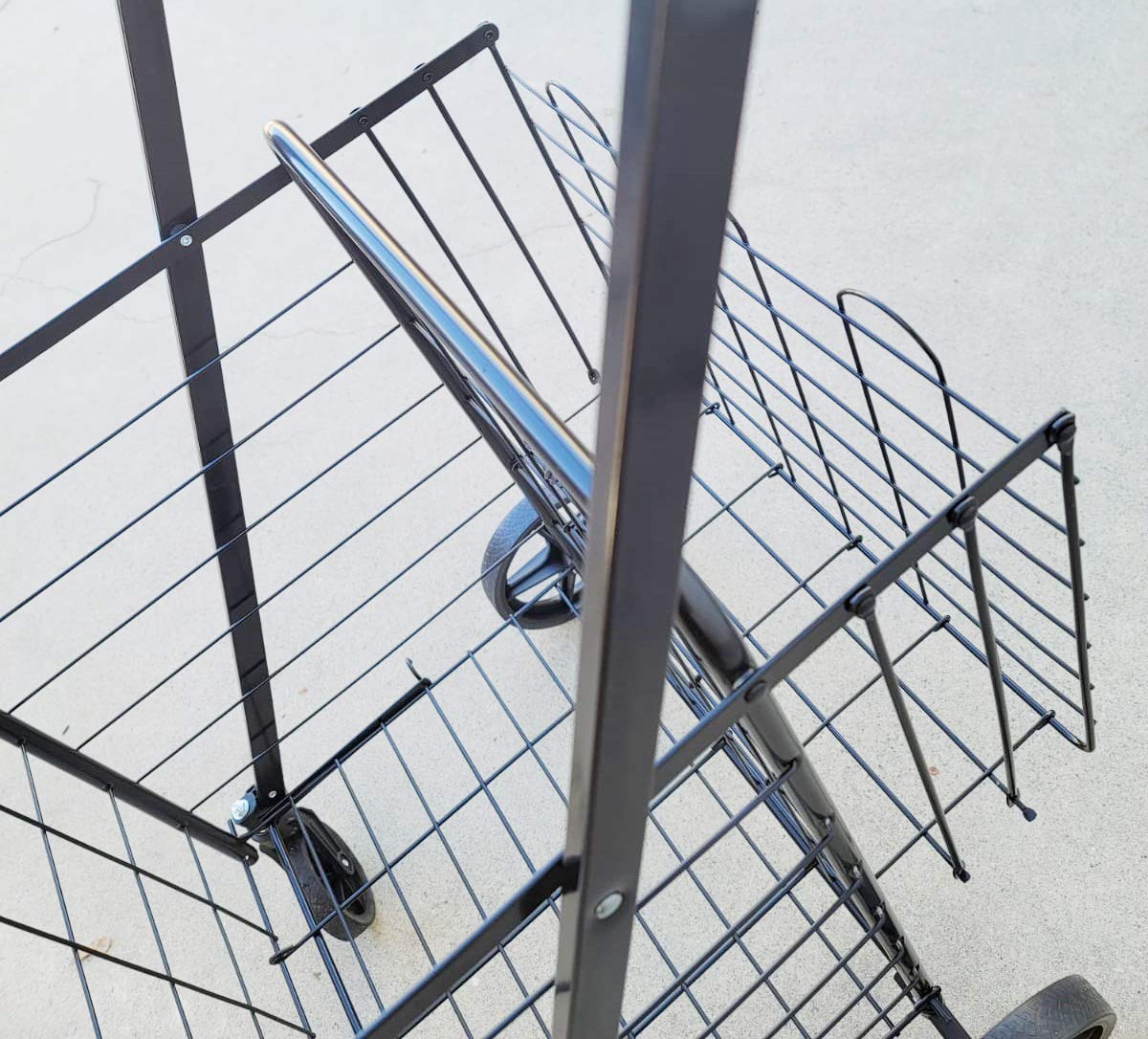 Newly Released Heavy Duty Jumbo Folding Shopping Cart with Double Basket & 360° Swivel Wheels - Perfect for Grocery Shopping, Laundry, and Outdoor Market Trips
