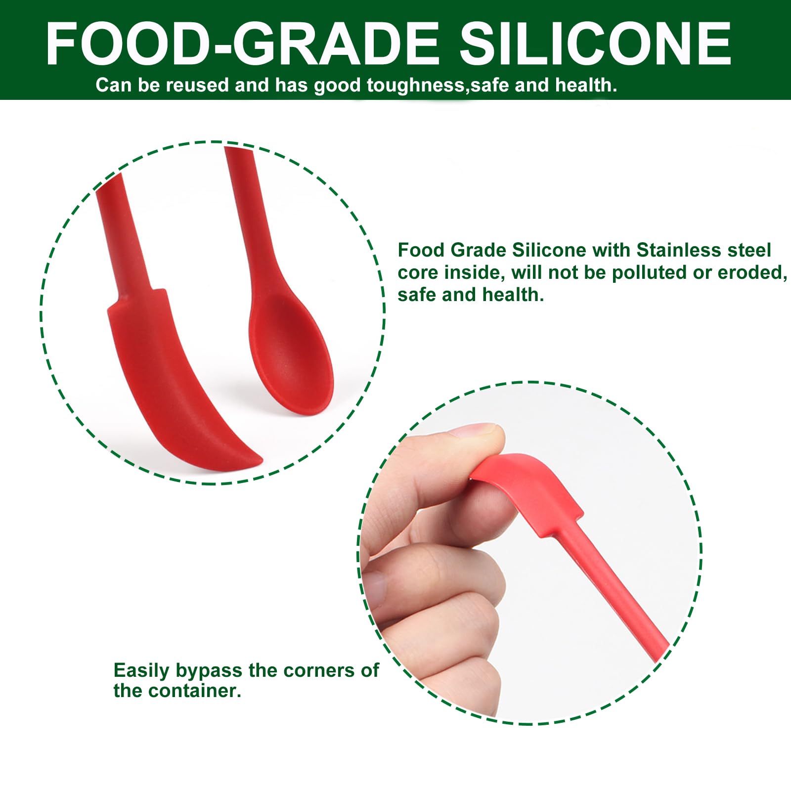 **Mini Silicone Spatula Set - 4 Pack Thin Makeup & Kitchen Scrapers for Jars, Bottles, Cosmetics - Perfect for Skinny Openings & Tight Spaces (Red, 3 Pack) - Ideal for Makeup Removal, Cooking & DIY Beauty**