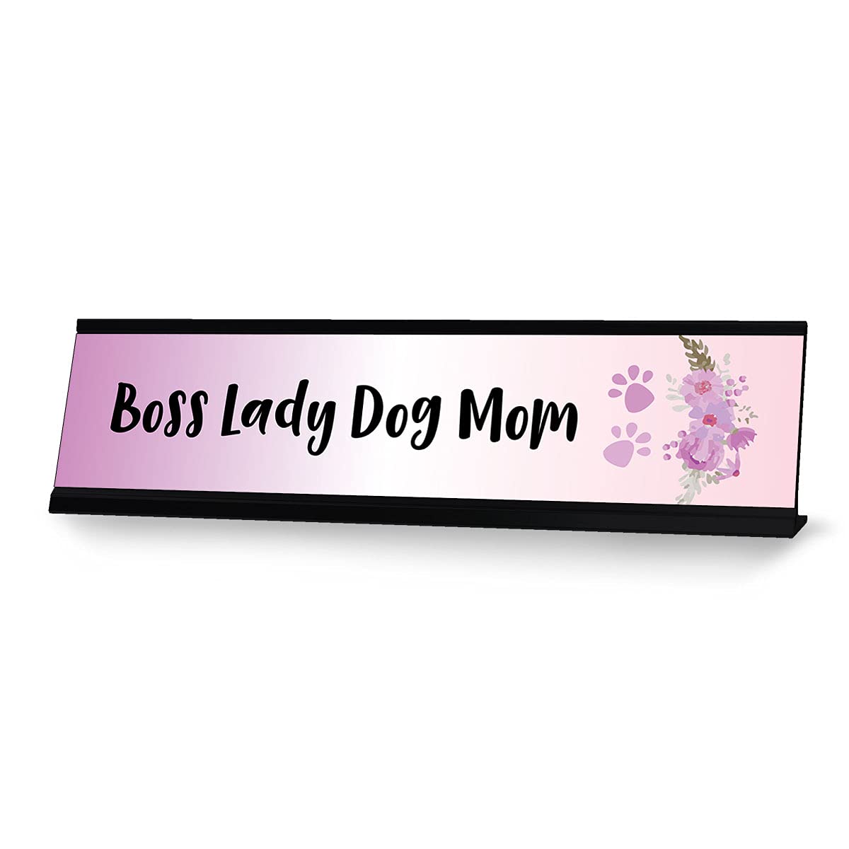 Boss Lady Dog Mom - Purple Designer Desk Nameplate Sign (2 x 8 Inches) - Perfect Office Decor for Pet Lovers & Female Entrepreneurs