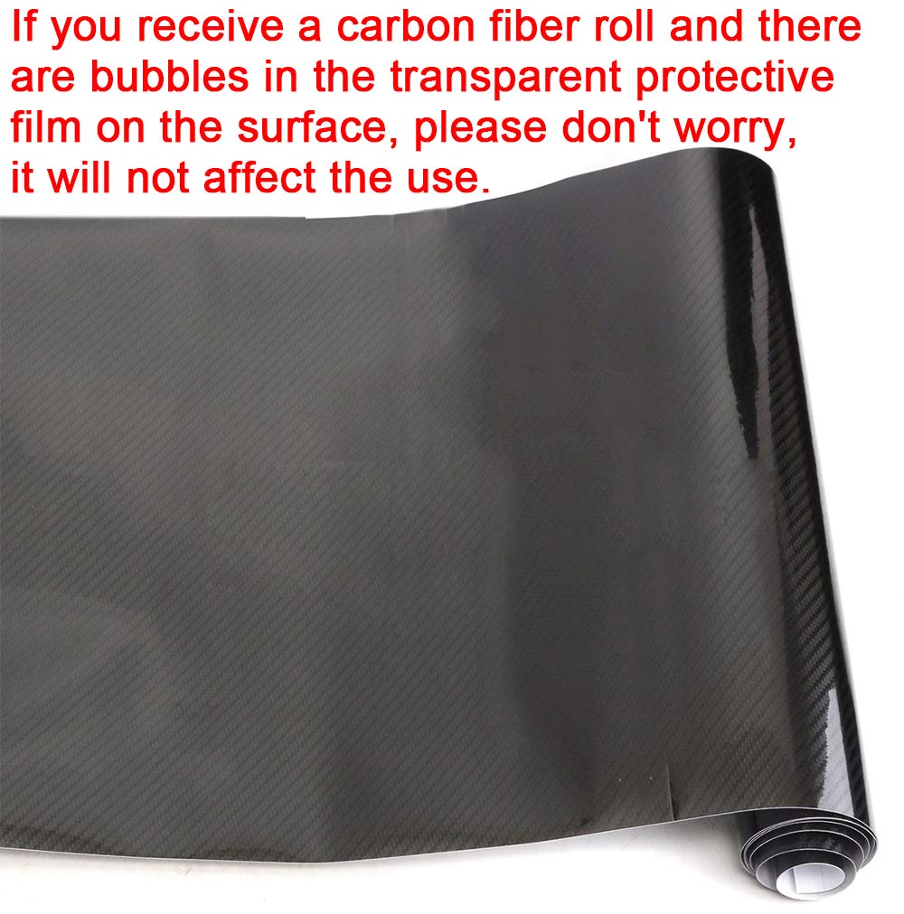 5D Carbon Fiber Vinyl Wrap for Cars - 1ft x 5ft Waterproof Automotive Vinyl Film with Squeegee & Felt Applicator - Perfect for Car Hood, Door Trim, Motorcycle & Outdoor Vehicle Customization