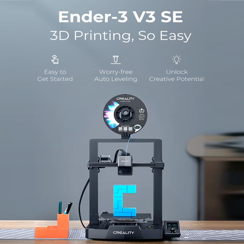 Creality Ender 3 V3 SE 3D Printer with Auto Leveling | 250mm/s High Speed Printing | CR Touch Sensor | Sprite Direct Extruder | Dual Z & Y Axis | 8.66x8.66x9.84in Build Volume | Perfect for Home DIY, Prototyping & Hobby Projects