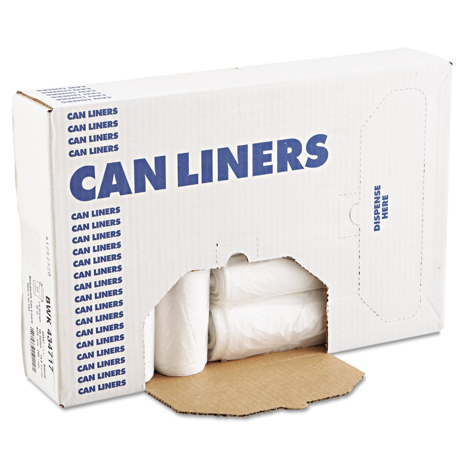 AccuFit® High Density 23 Gallon Can Liners - 14 Micron Thickness, 29 x 45 Inches, Natural Color - 25 Bags per Roll, 10 Rolls per Carton - Perfect for Kitchen, Office & Commercial Trash Bins