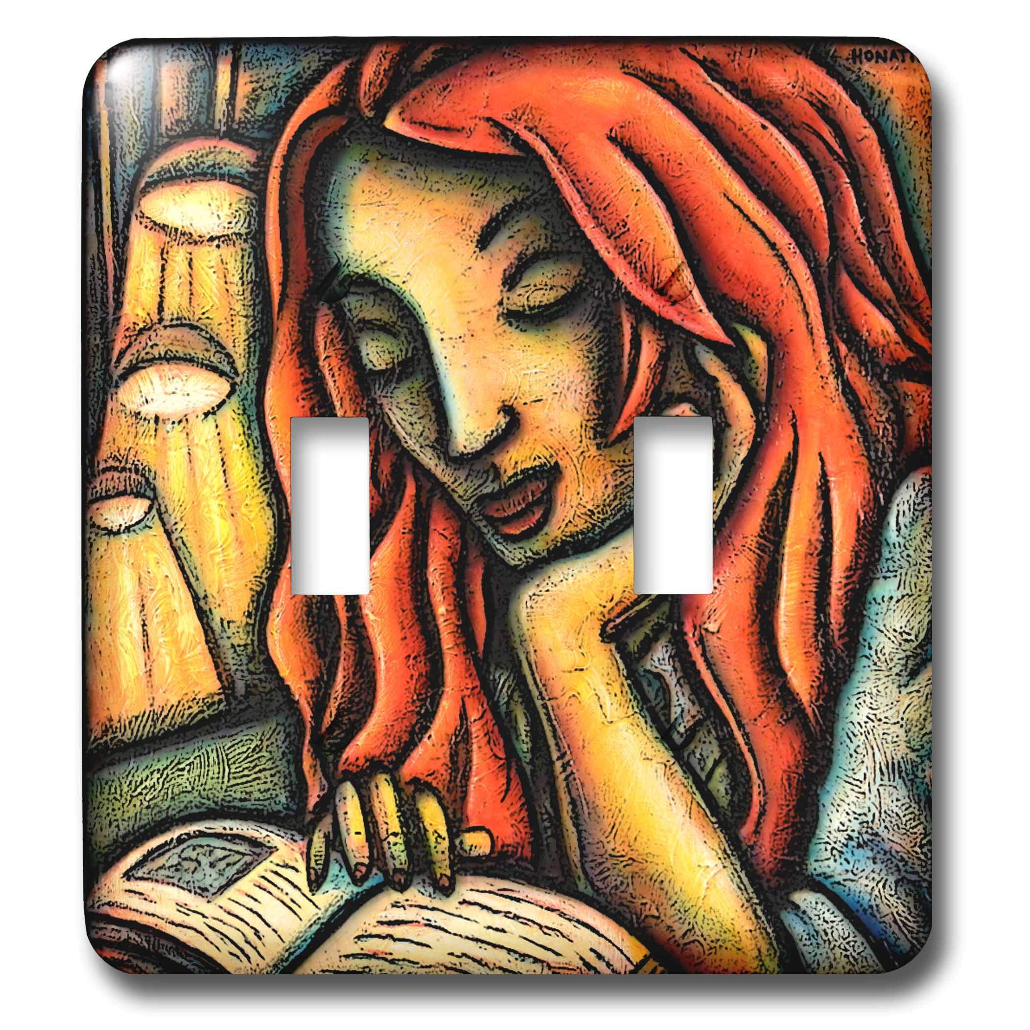 3D Rose Women's Reader Red Hair Double Toggle Switch - Perfect for Book Lovers, Office & Home Decor