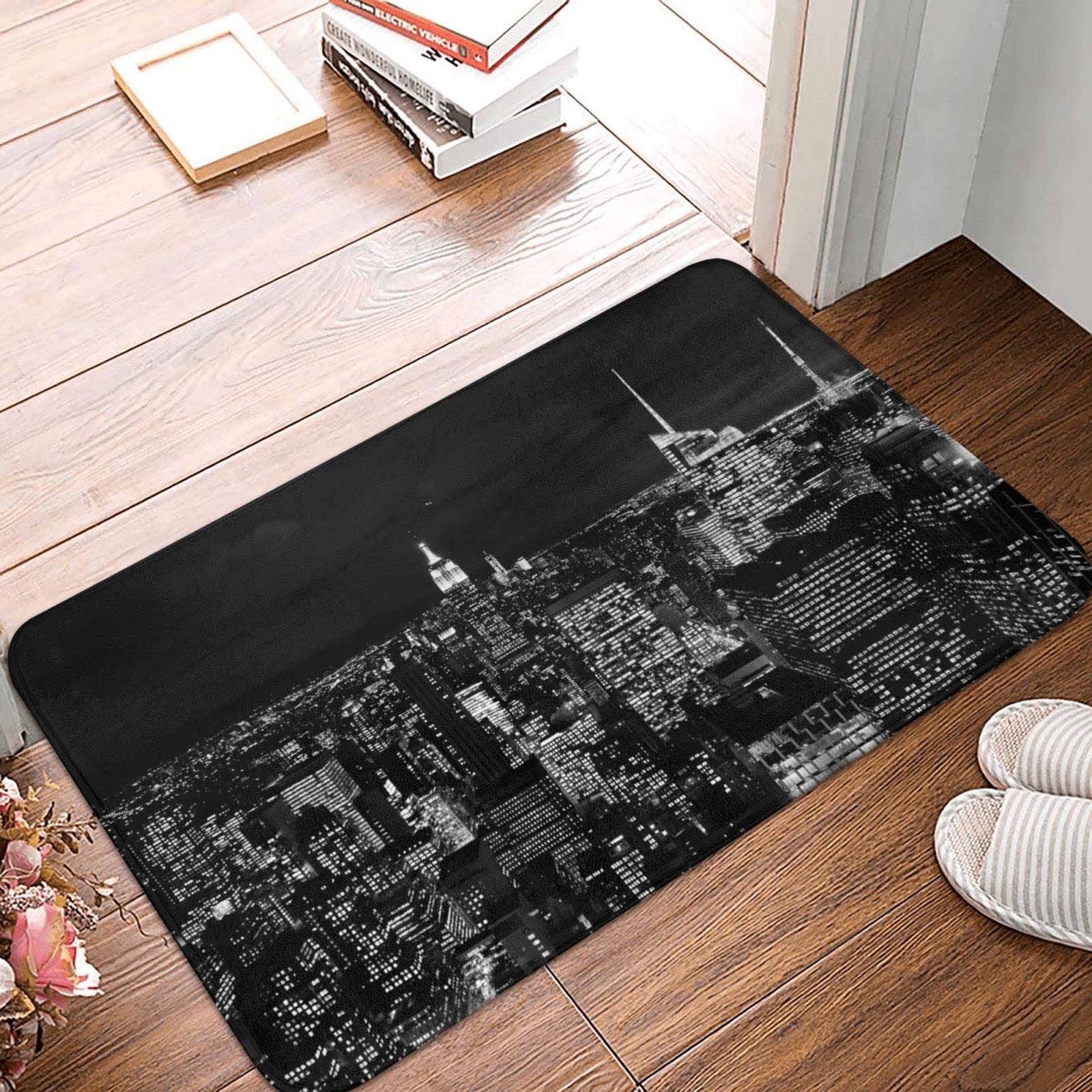 New York Night Sky Printed Door Mat - Non-Slip All Weather Indoor Outdoor Rug for Front Door, Bathroom, Living Room, Porch & Laundry Room - Perfect for Home Decor & Entryway Protection