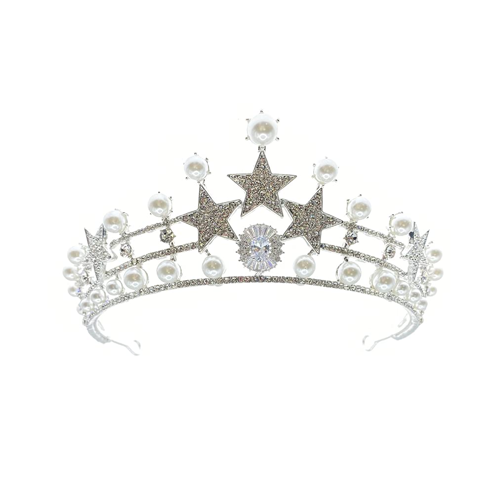 Sparkling Rhinestone Wedding Tiara for Women - Elegant Bridal Hair Crown with Stars for Bride, Party & Special Occasions | Perfect for Weddings, Prom, Quinceañera & Formal Events