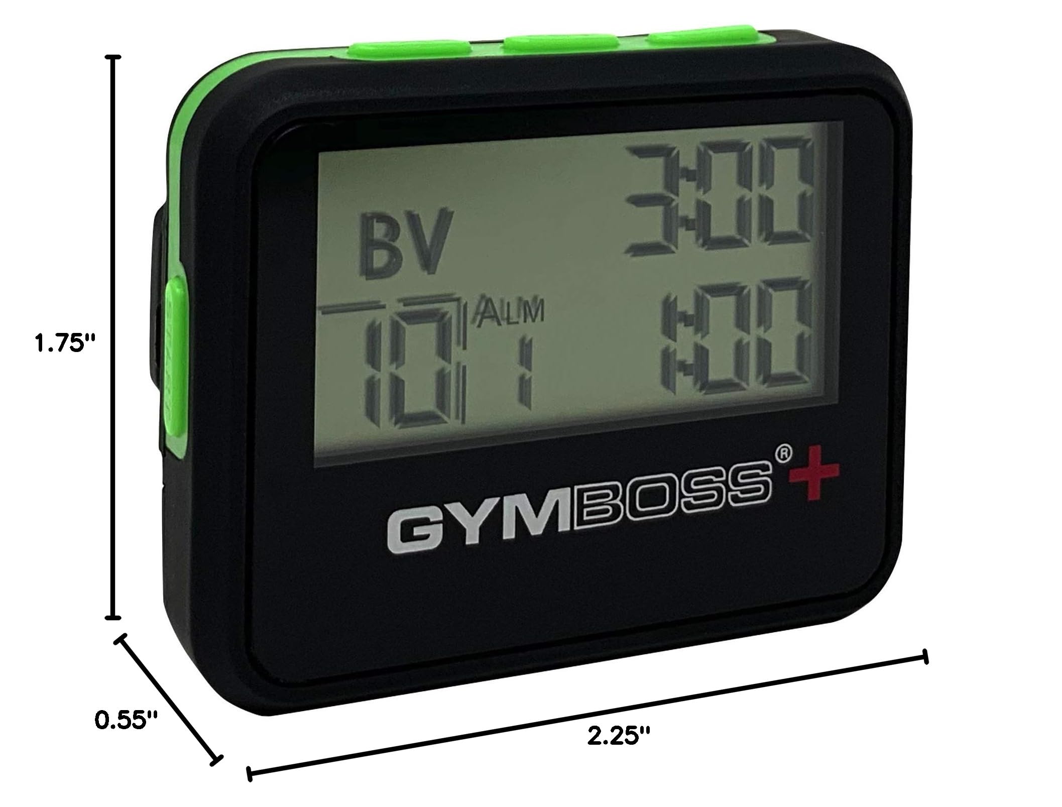 Gymboss Plus Interval Timer and Stopwatch - Black/Green Softcoat for Workouts, HIIT Training, Boxing, and Fitness Tracking