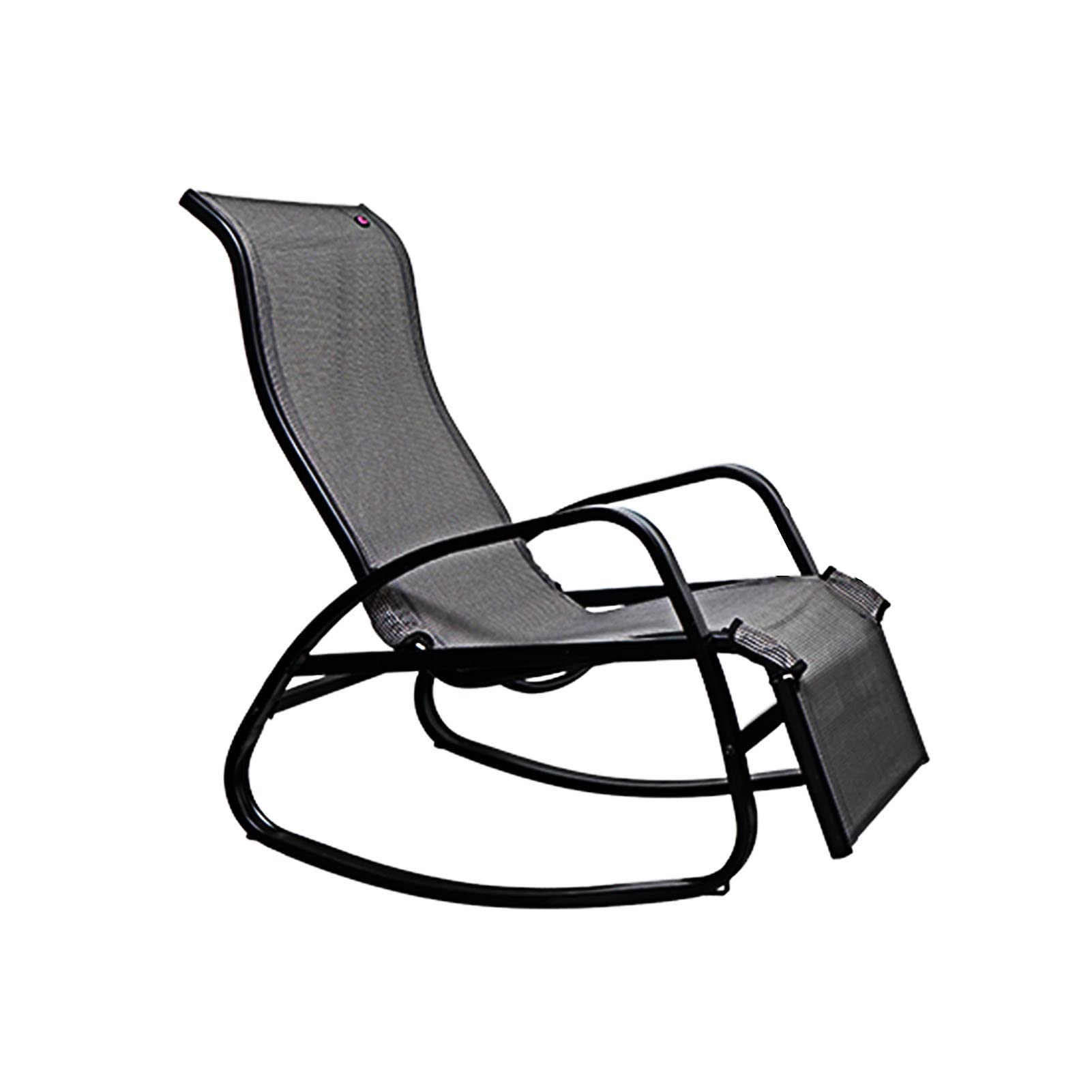 Outdoor Folding Rocking Chair with Adjustable Footrest - Heavy Duty Steel Frame Patio Glider Chair, 4-Position Recliner with Breathable Mesh Fabric for Porch, Garden, Backyard - Supports 330lbs (95x52x68cm) - Perfect for Relaxing, Sunbathing & Outdoor Lounging