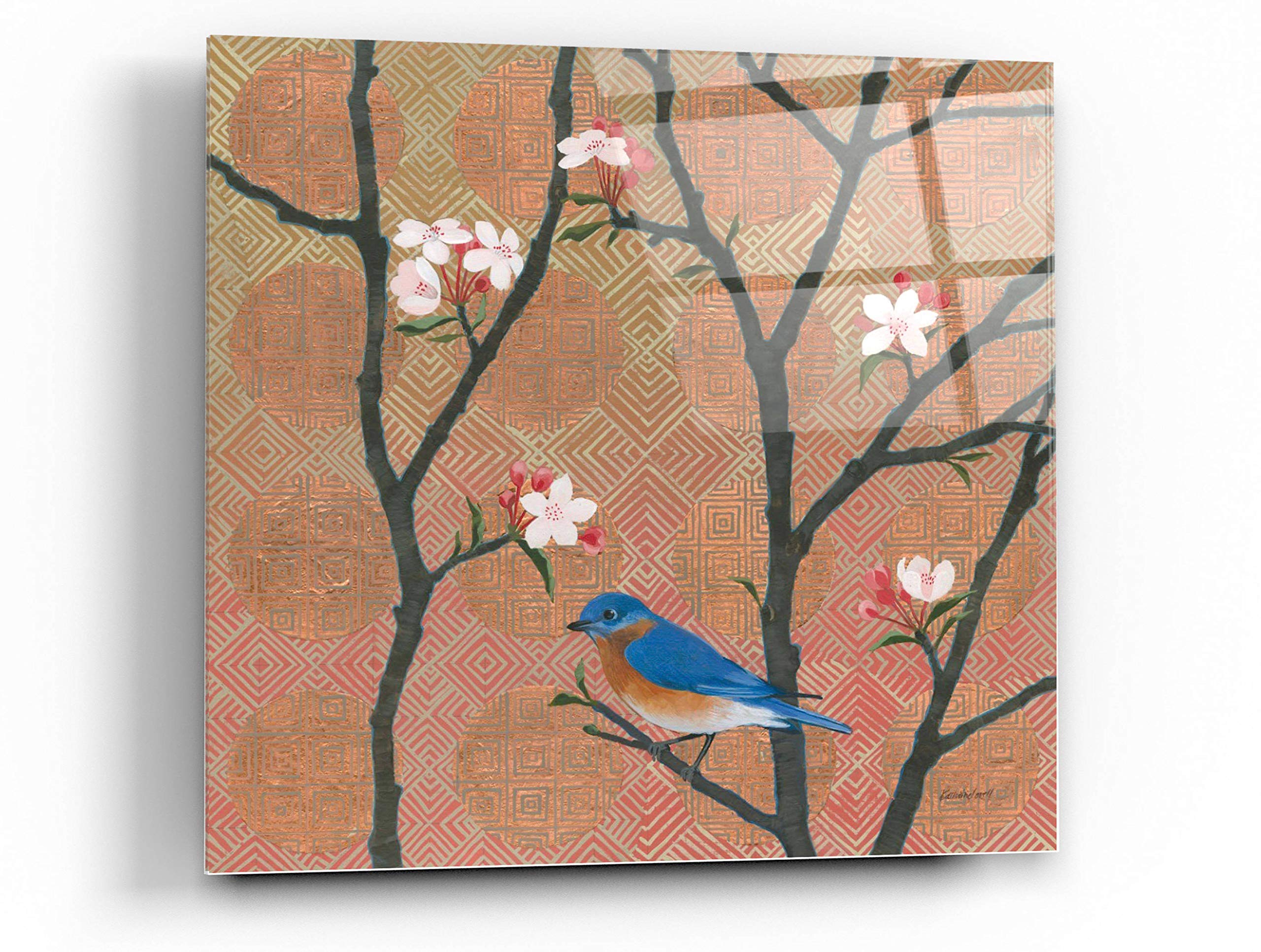 Epic Art 'Cherry Blossoms I' by Kathrine Lovell - 36x36 Inch Acrylic Glass Wall Decor - Modern Floral Painting for Living Room, Bedroom & Office