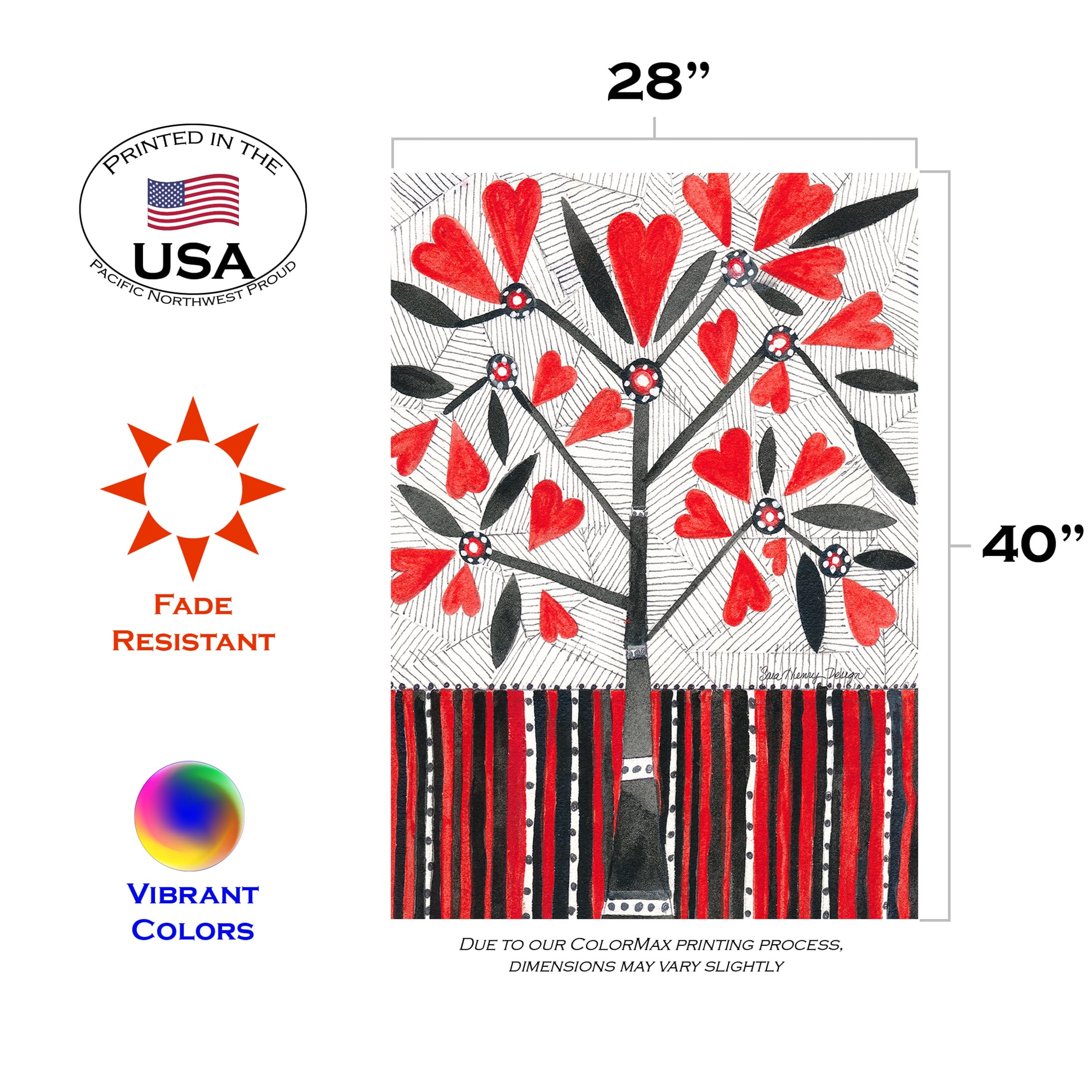 Toland Home Garden 1012480 Blooming Love Valentine Flag - 28x40 Inch Double Sided Outdoor Yard Decoration for Valentine's Day | Perfect for Front Porch, Garden, and House Decor