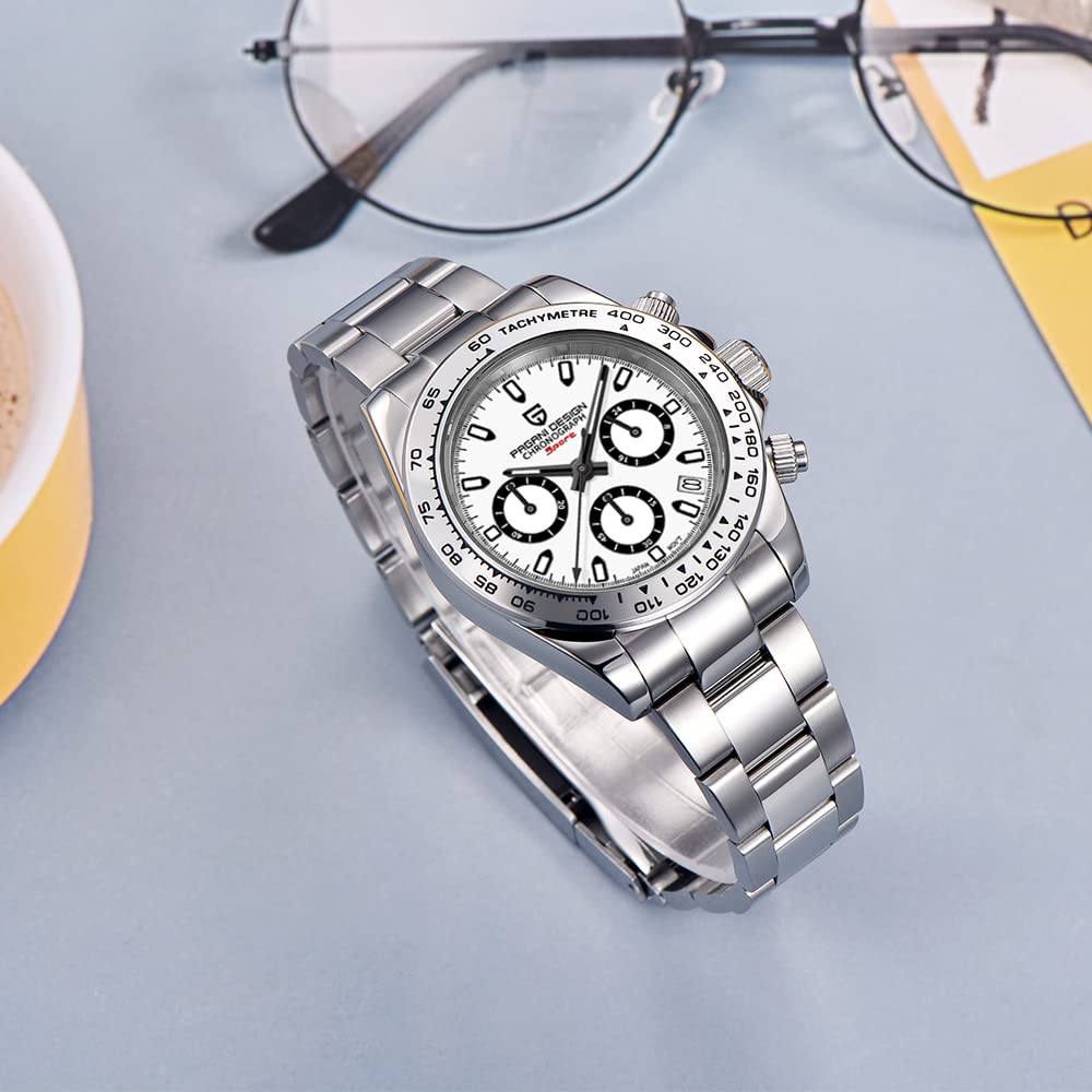 Pagani Design Men's Luxury Chronograph Watch - Stainless Steel, Japanese VK63 Quartz Movement, 100m Waterproof - Perfect for Business, Formal & Casual Wear