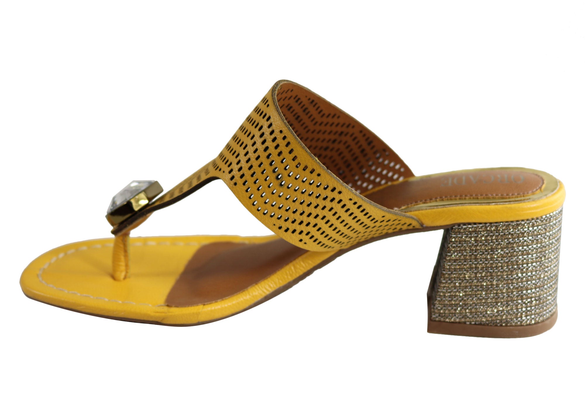 Orcade Deidre Women's Brazilian Comfort Leather Mid Heel Sandals - Stylish Thong Sandals for Summer, Beach, and Casual Outings