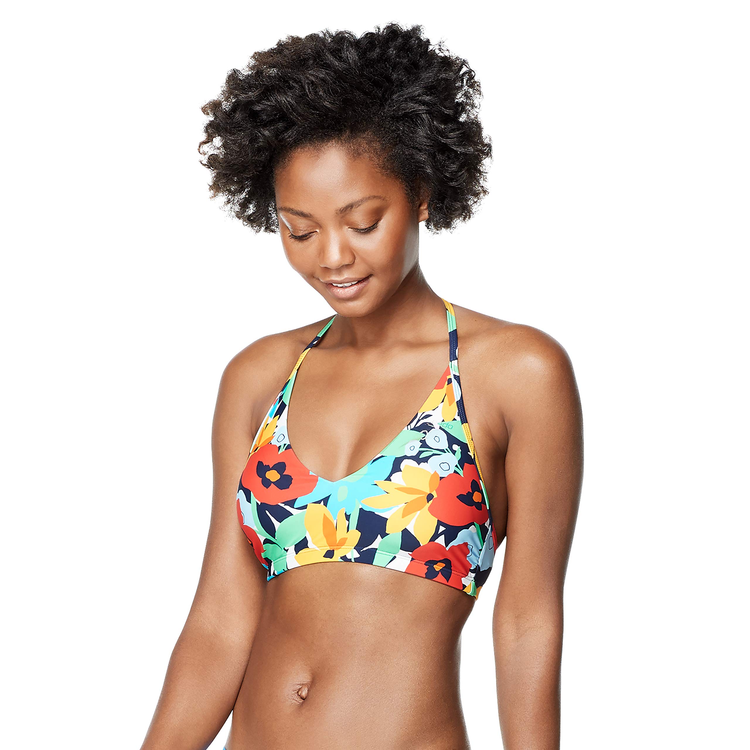 Speedo Women's V-Neck Halter Bikini Top - Comfortable Swimwear for Pool, Beach & Summer Vacations