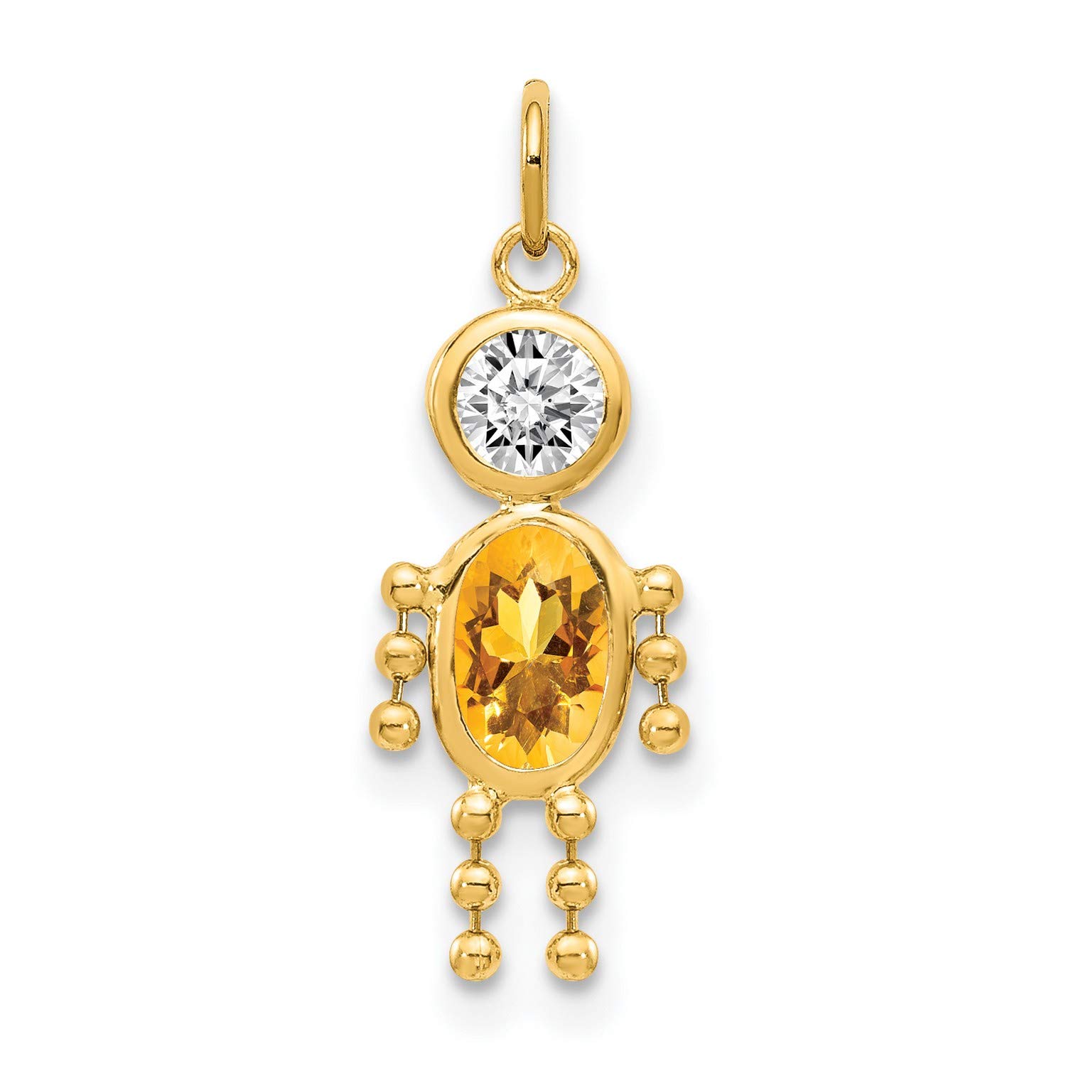 14K Yellow Gold November Birthstone Charm for Boys - 19mm x 9mm - Perfect for Baby Bracelets, Keepsake Jewelry & Special Occasion Gifts