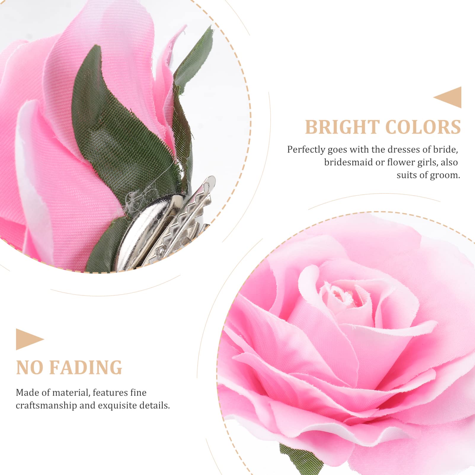 Artibetter 5pcs White Rose Hair Clips for Women - Floral Hair Pins, Wedding Hair Accessories, Party Hair Clips, Girls Hair Ornaments (Pink) - Perfect for Bridal, Prom, Party, and Everyday Wear