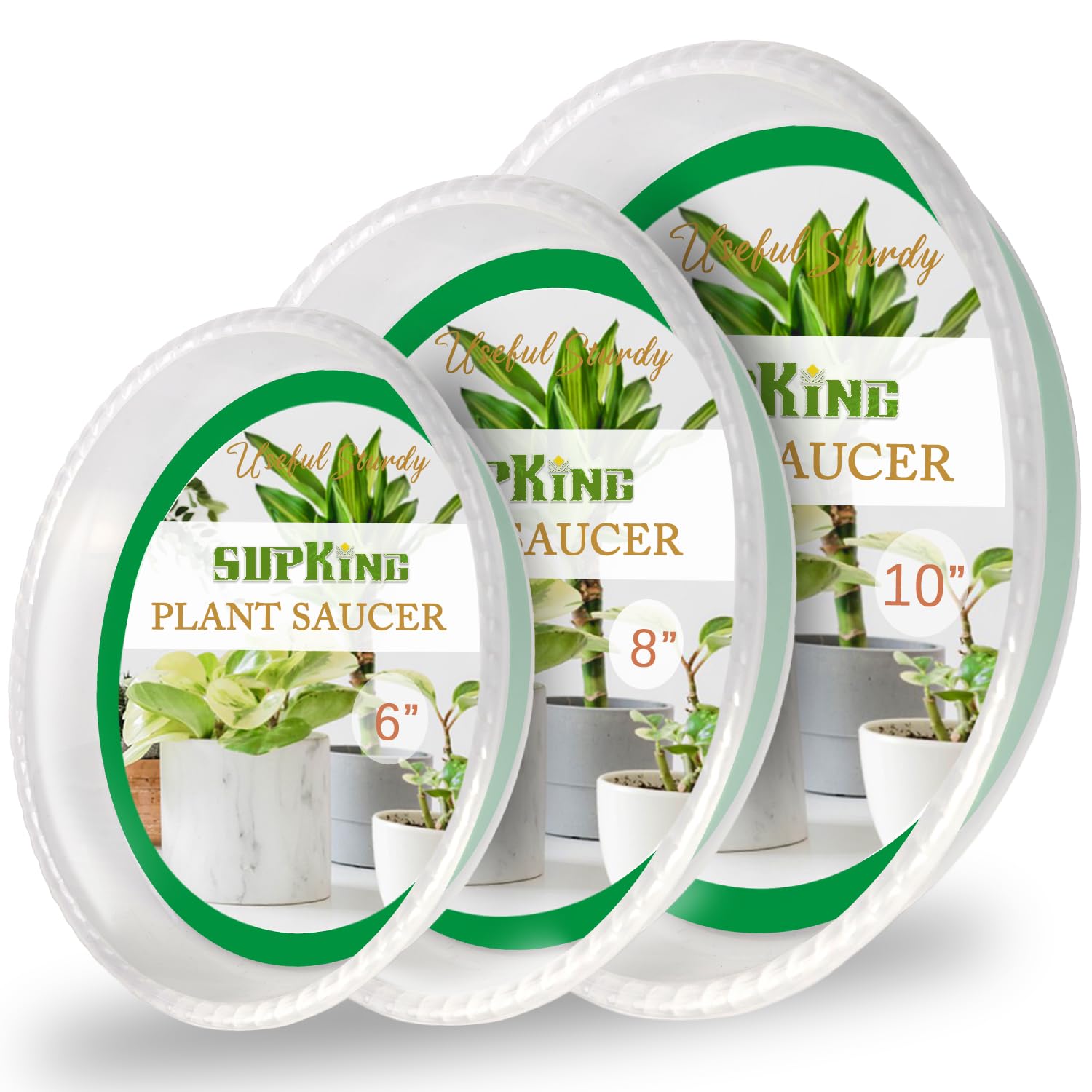 9 Pack Heavy Duty Clear Plastic Plant Saucers (6/8/10 Inch) - Thick Sturdy Plant Trays for Indoor Flower Pots, Drip Trays for Potted Plants | Perfect for Home Gardening, Balcony Decor & Plant Drainage Protection