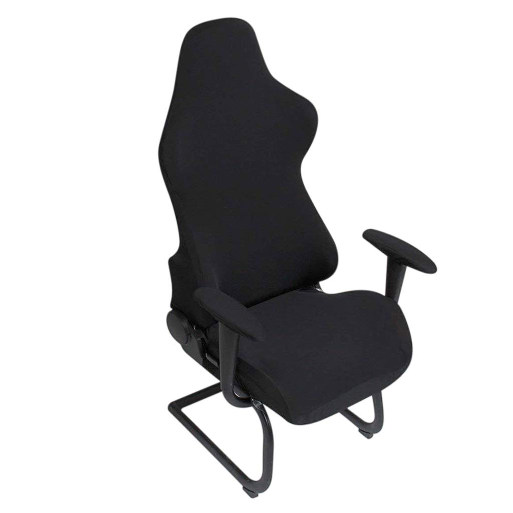 BTSKY Ergonomic Office & Gaming Chair Slipcover - Stretchy Polyester Cover for Reclining Racing Chairs - Universal Fit (Black, Chair Not Included) | Perfect for Home Office, Gaming Setup & Workspace Comfort