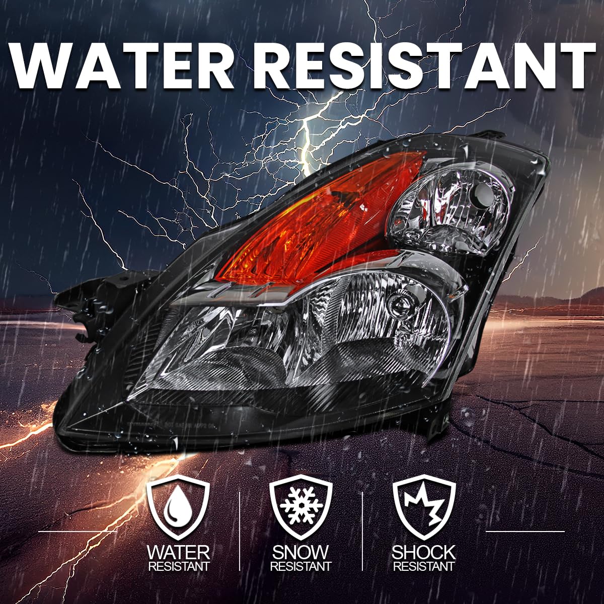 Spec-D Tuning Black Headlights for 2007-2009 Nissan Altima 4-Door Sedan - Left & Right Pair Headlight Assembly - Upgrade Your Ride with Stylish Lighting (Perfect for Night Driving & Car Customization)